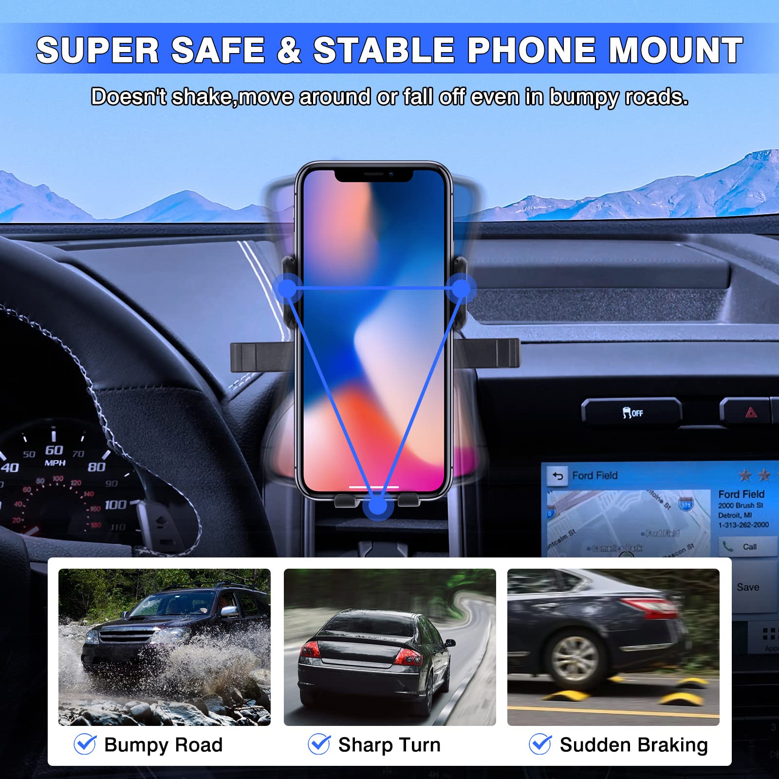 Karltys Car Phone Holder For Ford F 150 2021 2023 Accessories F150 Cell Phone Holder Air Vent Mount For 4 7 Inch Phones Hands Fr