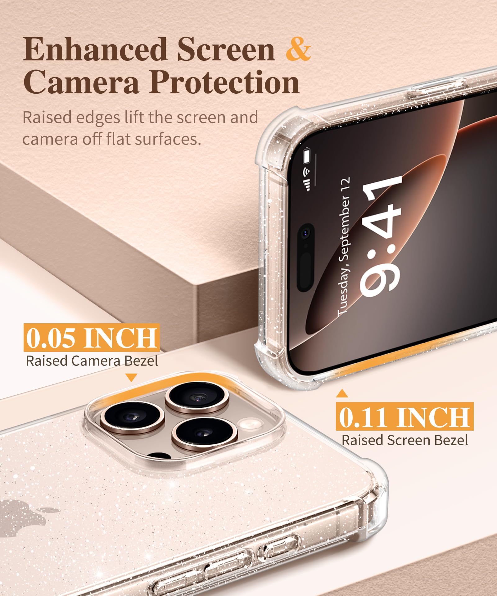 Gviewin For Iphone 16 Pro Max Case With Screen Protector & Camera Lens Protector, [Military Grade Protection] Clear Shockproof S