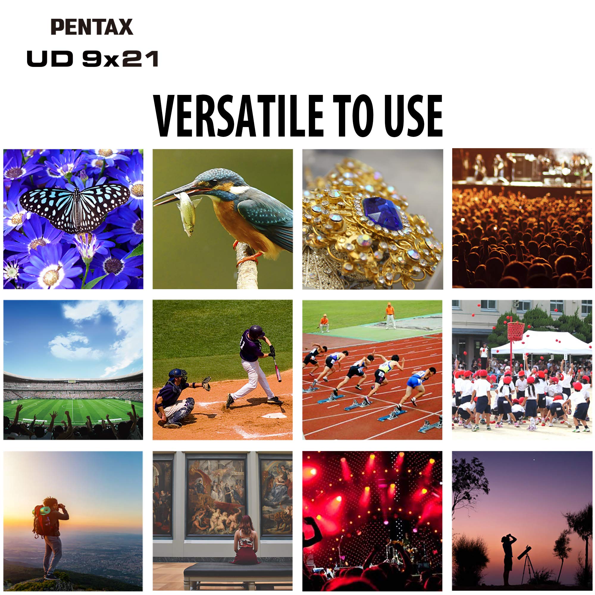 Pentax Binoculars Ud 9X21 Black. A Bright, Clear Field Of View,Lightweight Body With A Roof Prism, And Fully Multi Coated Optics