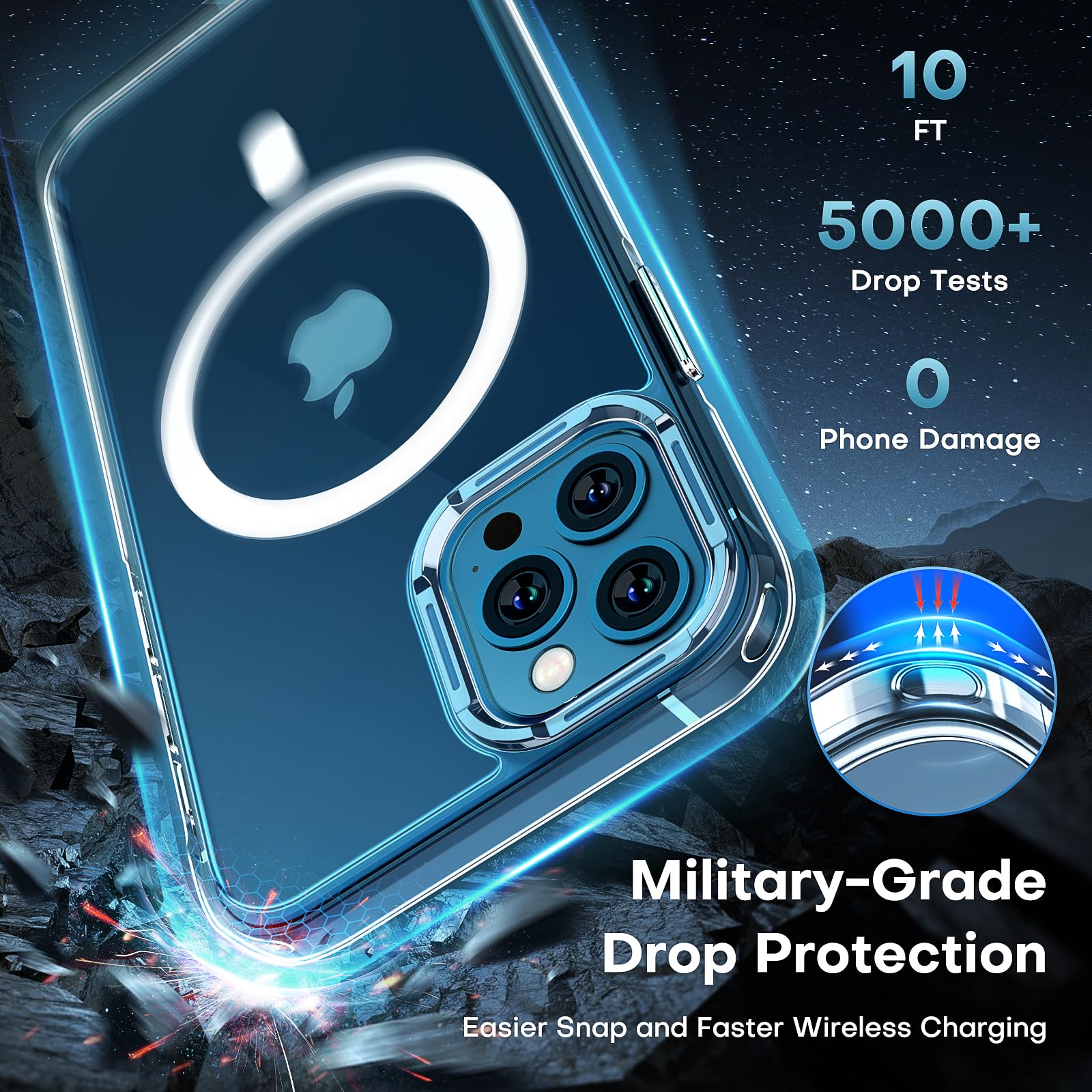 Tauri For Iphone 12 Pro Max Case, Compatible With Magsafe [Yellowing Resistant] With 2X Screen Protectors, Military Grade Protec