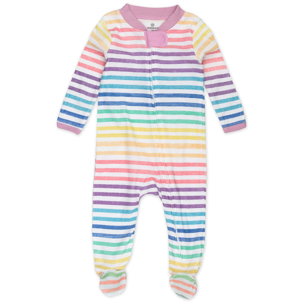 Honestbaby Unisex Baby Organic Cotton Footed  Play Pajamas And Toddler Sleepers, Rainbow Stripe, 0 3 Months Us