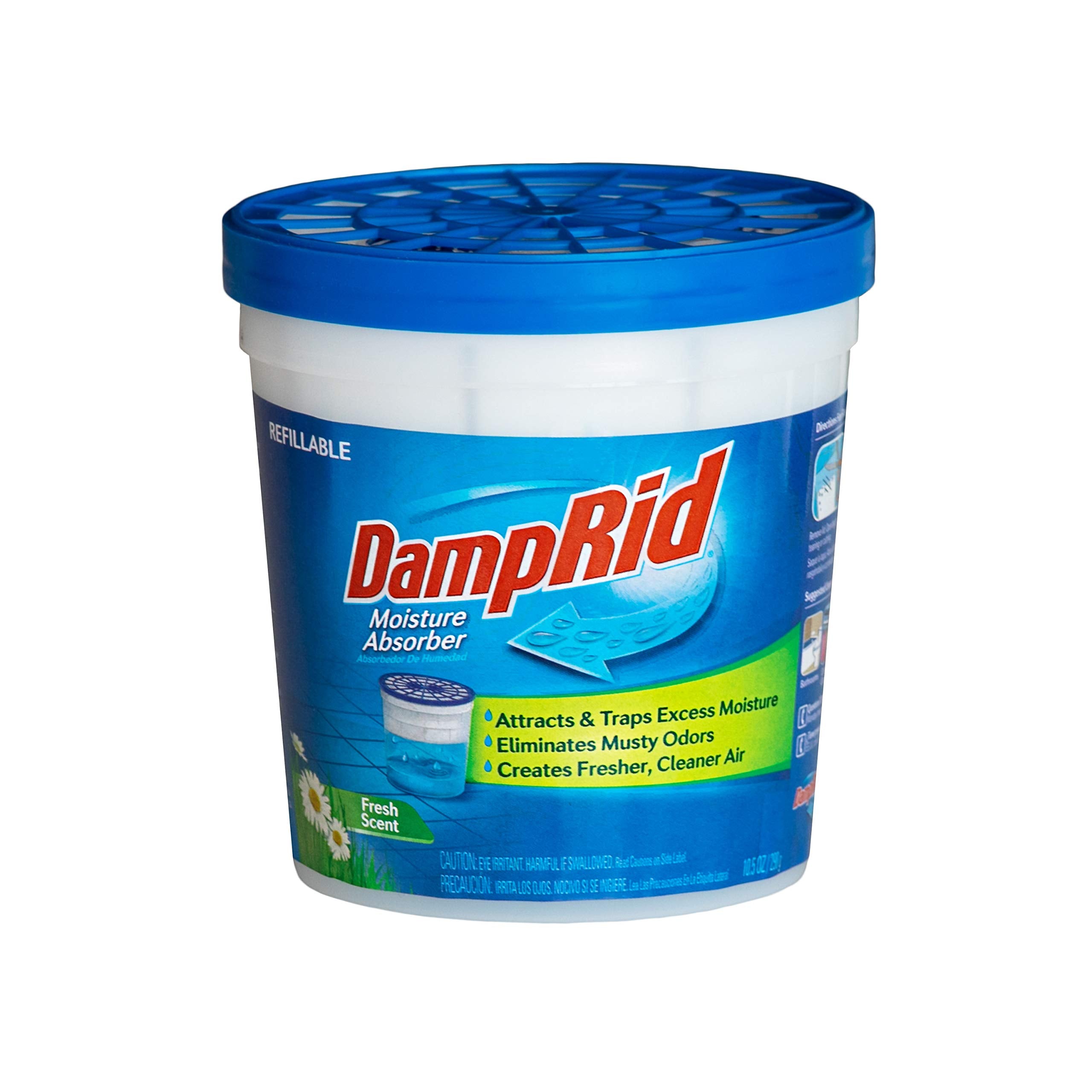 Damprid Refillable Moisture Absorber, 10.5 Oz. Cups, 4 Pack, Fresh Scent, Traps Moisture For Fresher, Cleaner Air, No Electricit