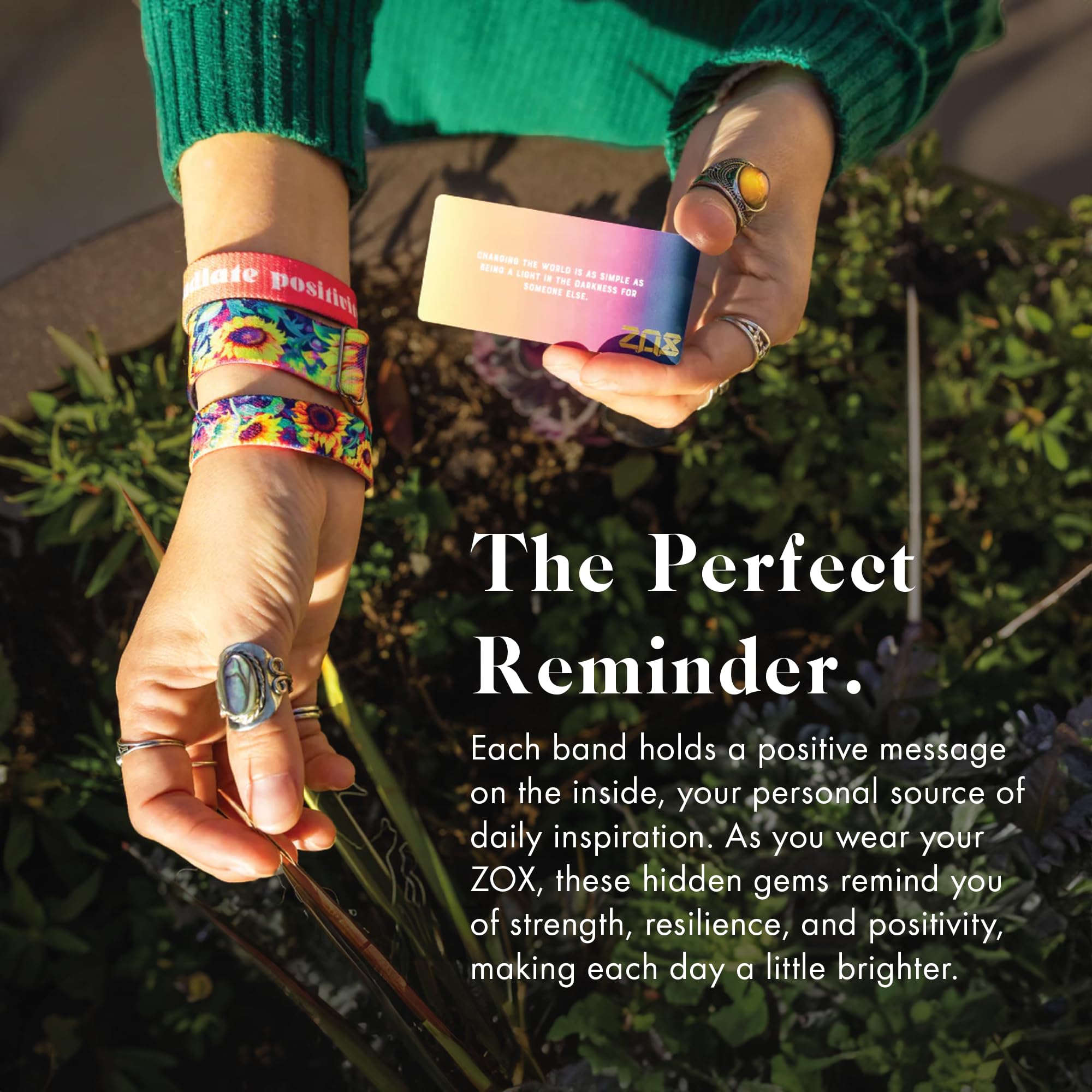 Zox Android Smart Watch Band - Radiate Positivity | Soft, Adjustable Elastic Band With Motivational Affirmations And Beautiful A