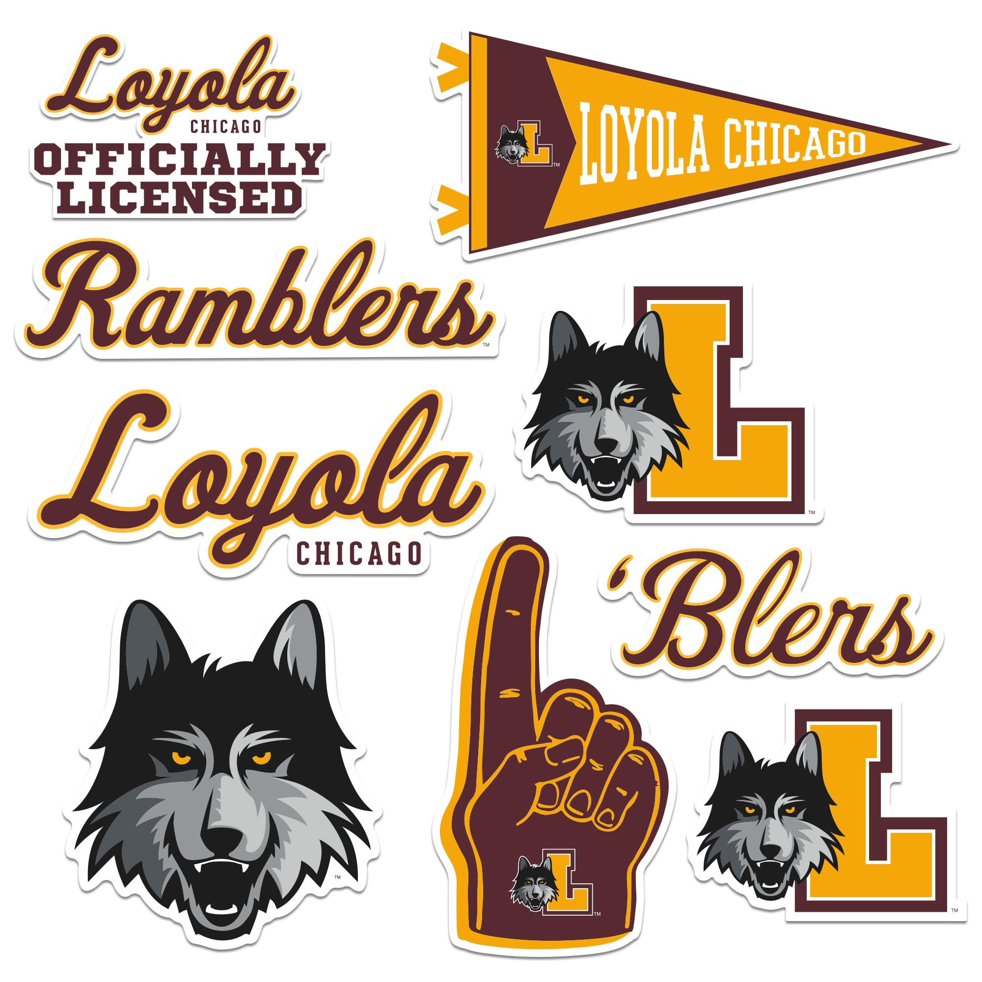 Loyola University Chicago 8Ct Vinyl Large Deluxe Stickers Variety Pack   Laptop, Water Bottle, Scrapbooking, Tablet, Skateboard,