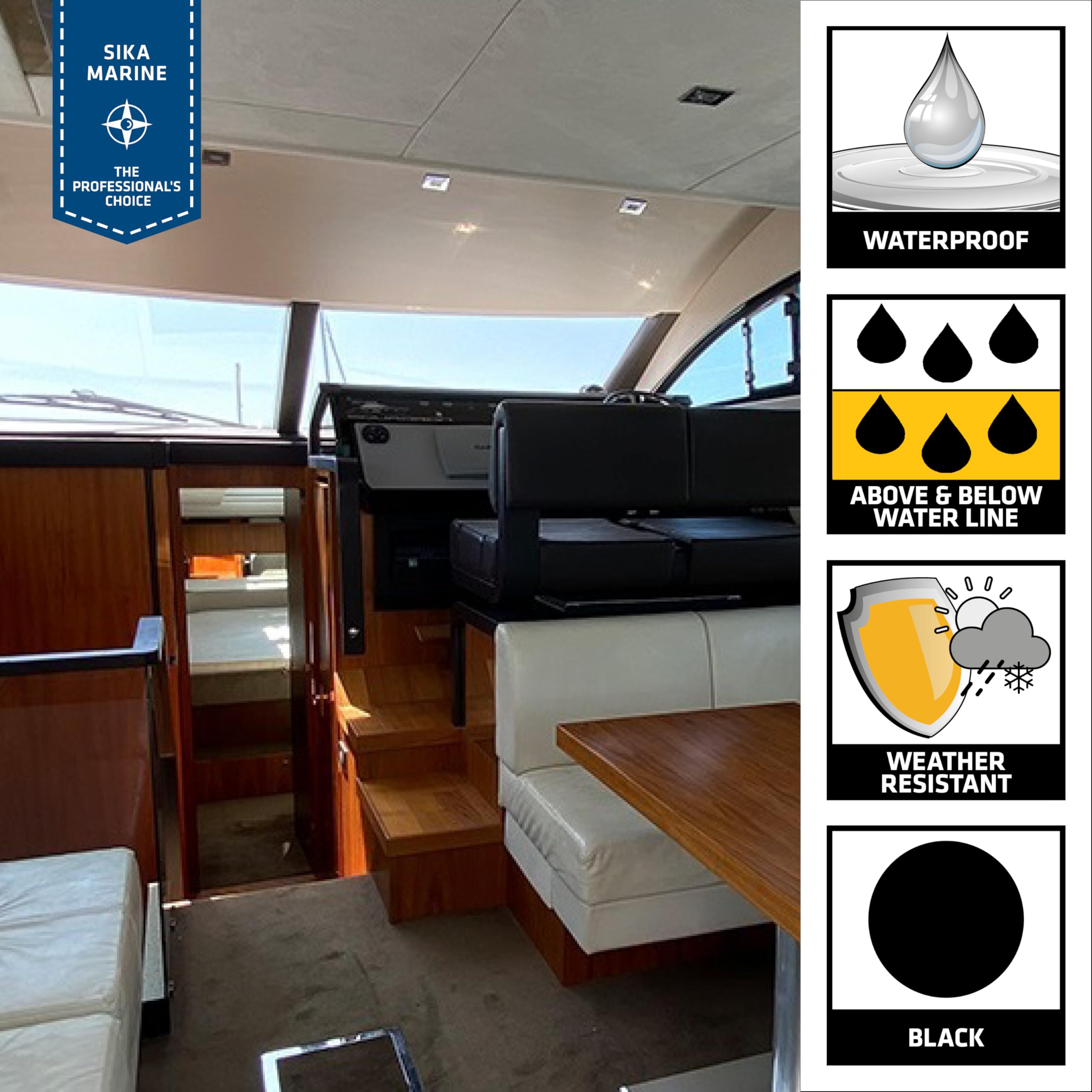 Sikaflex-291, Black, General All-Purpose Fast Cure Marine Adhesive And Sealant. Polyurethane Sealant For Boats, 3 Fl. Oz Tube,WBIASB089SDNLF6