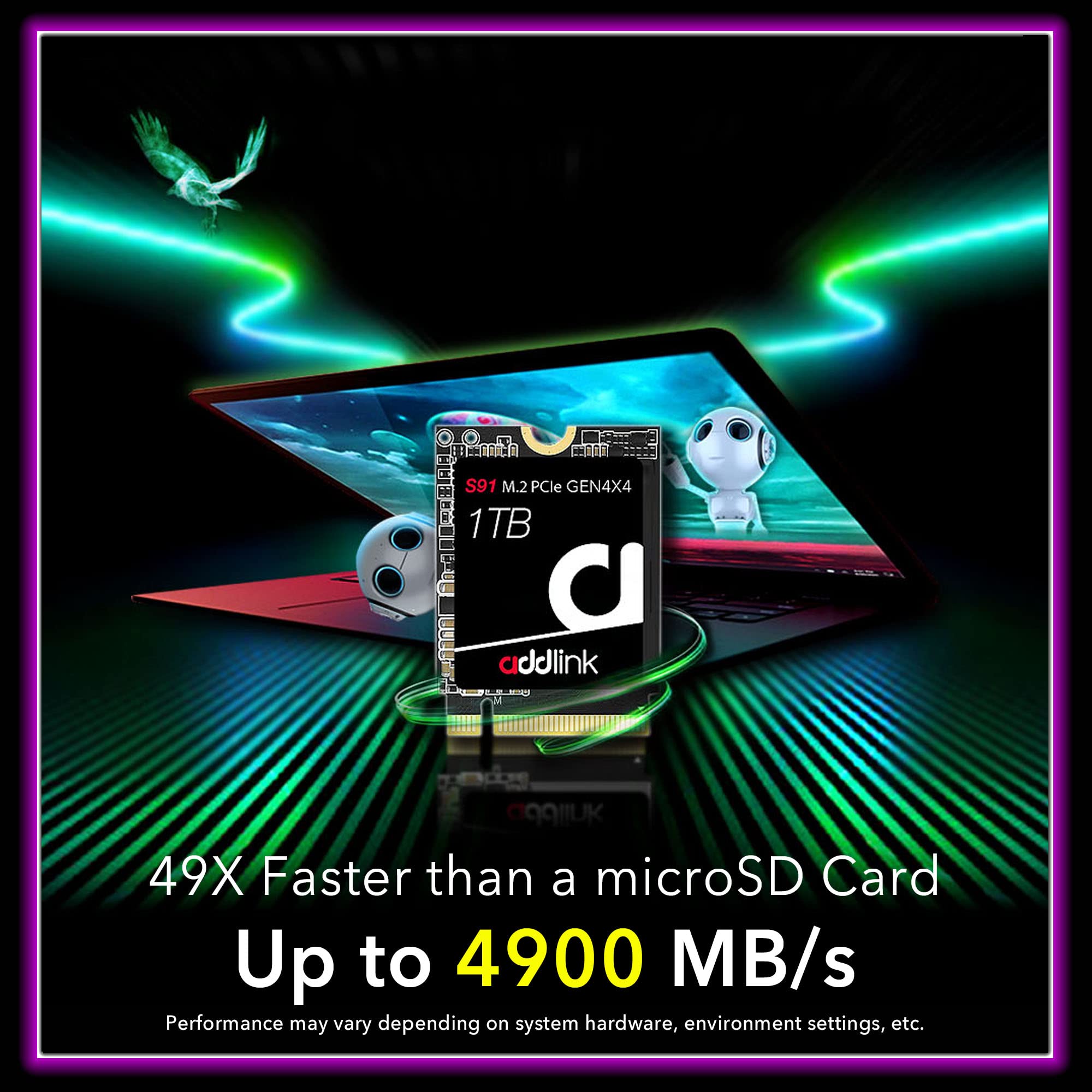 Addlink S91 1Tb 2230 Nvme High Performance Pcie Gen4X4 2230 3D Nand Ssd   Read Speed Up To 4900 Mb/S Compatible With Steam Deck,