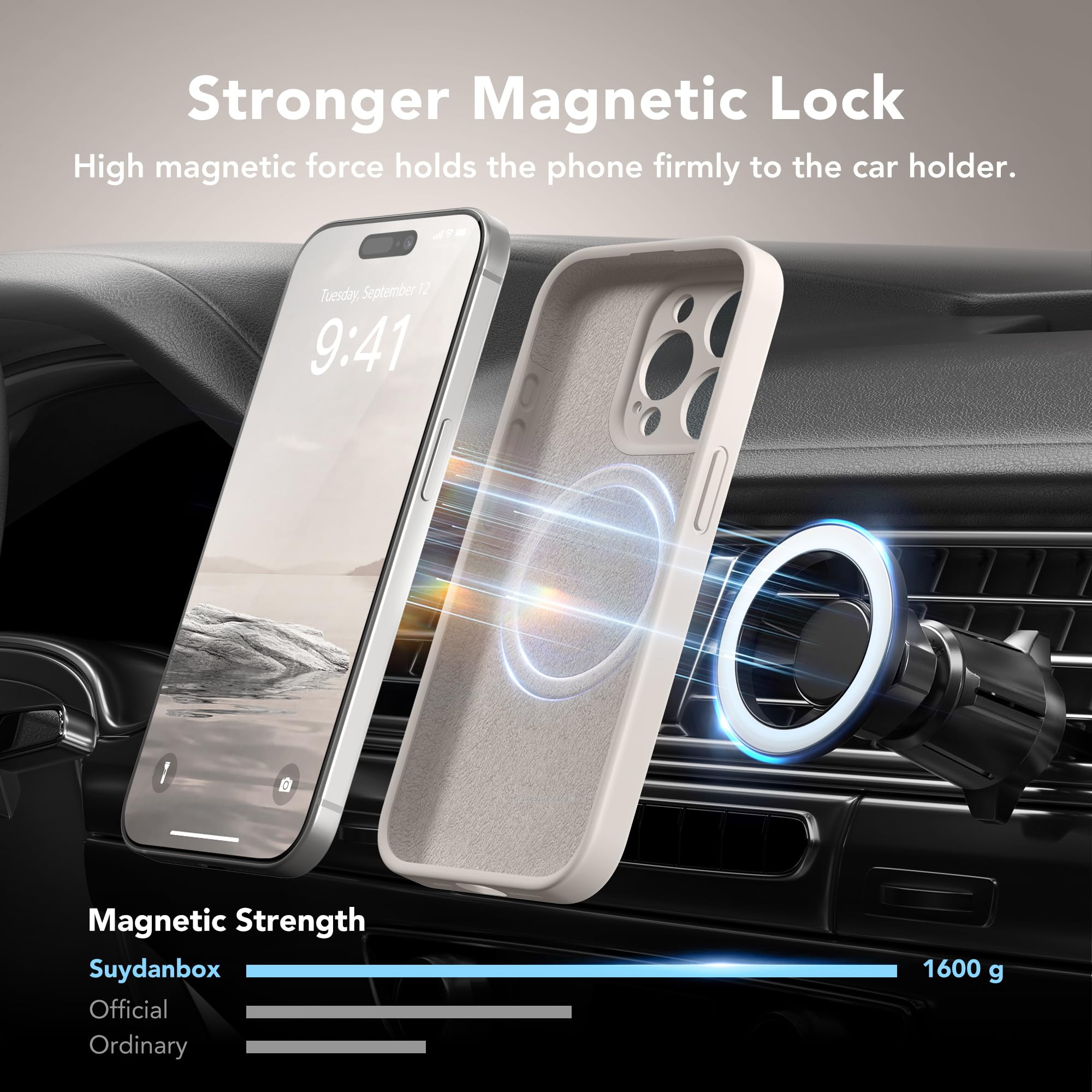 Suydanbox Magnetic For Iphone 14 Pro Case, Compatible With Magsafe, [Full Camera Protection][2 Screen Protectors] Silicone Shock