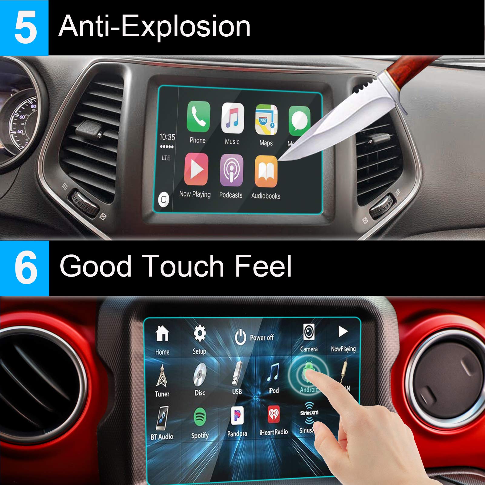 TTCR-II Screen Protector for Ram 1500, Jeep Grand Cherokee, Wrangler JL, Gladiator JT, Compass MP - 8.4" Tempered Glass, Clear