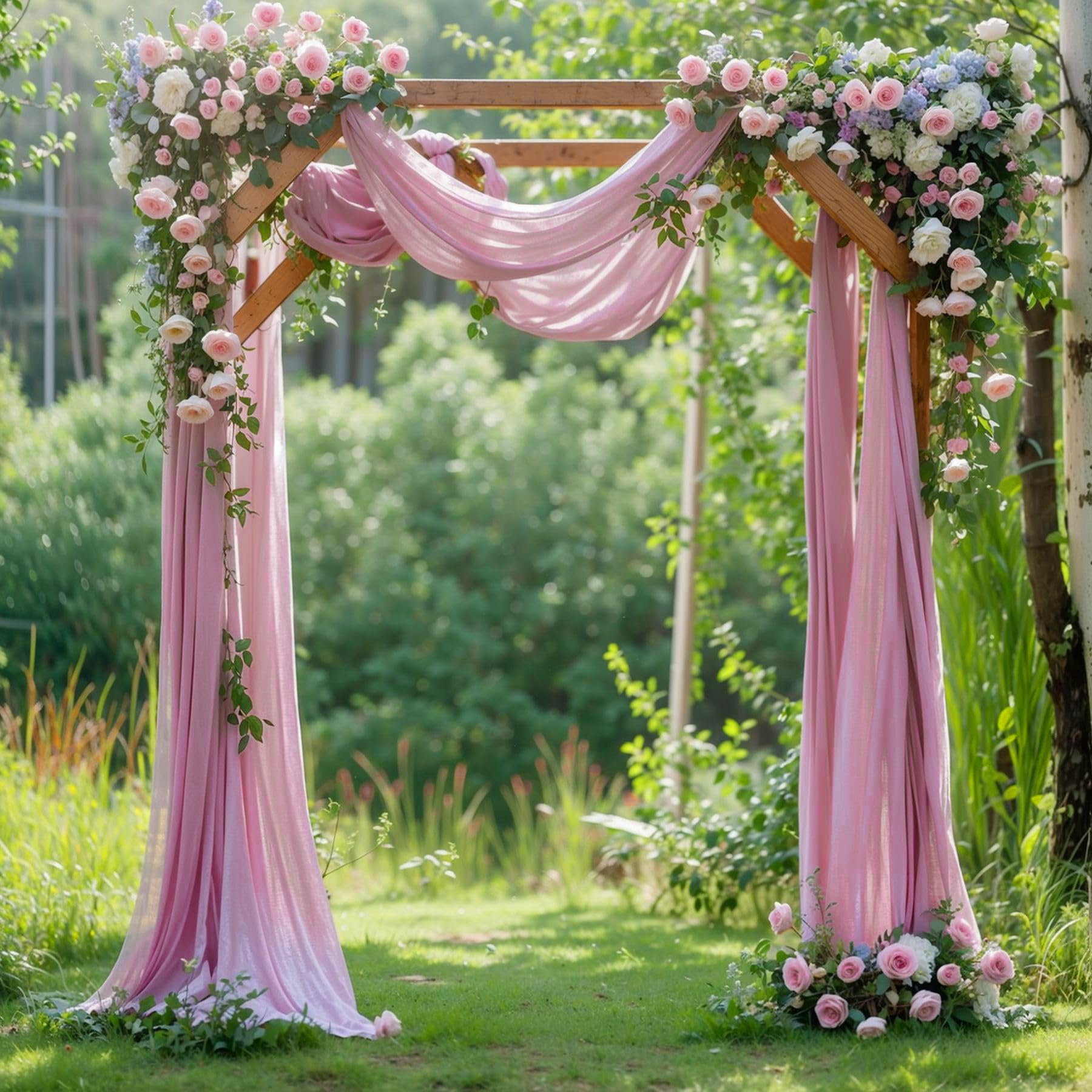 Wedding Arch Draping Fabric, 1 Panel 28 X 19Ft Dusty Rose Arch Drapes Sheer Backdrop Curtain For Wedding Ceremony Party Ceiling