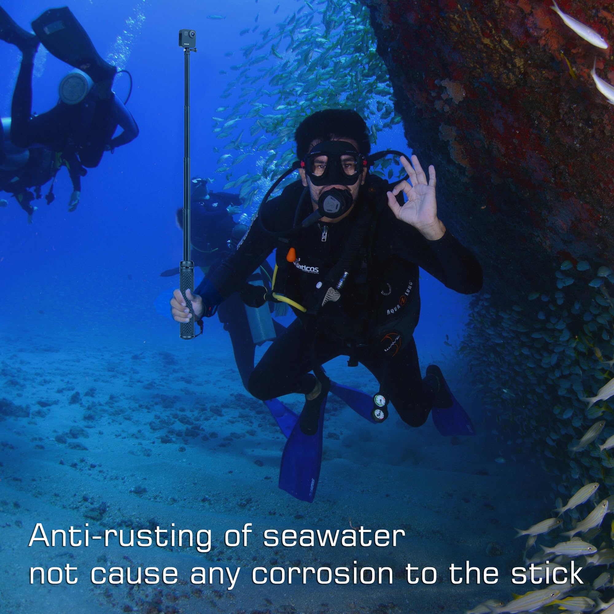 Gepuly Aluminum Extendable Tripod Selfie Stick Monopod For Phone Gopro Hero 13 12 11 10 9 8 7 6 5 4,Session, Fusion Max, Akaso,Osmo Action Cameras(3 In 1:Hand Grip, Selfie Stick,Tripod Stand)