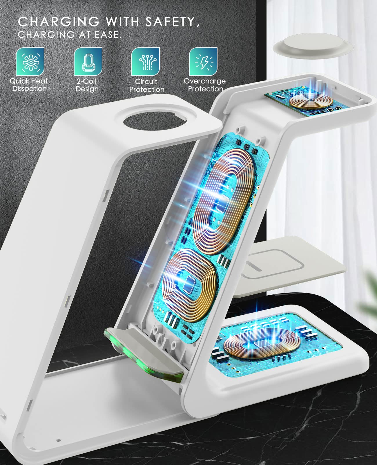 Wireless Charging Station,3 In 1 Fast Charging Station,Wireless Charger Stand For Iphone 14/13/12/11 Pro Max/X/Xs Max/8/8 Plus,