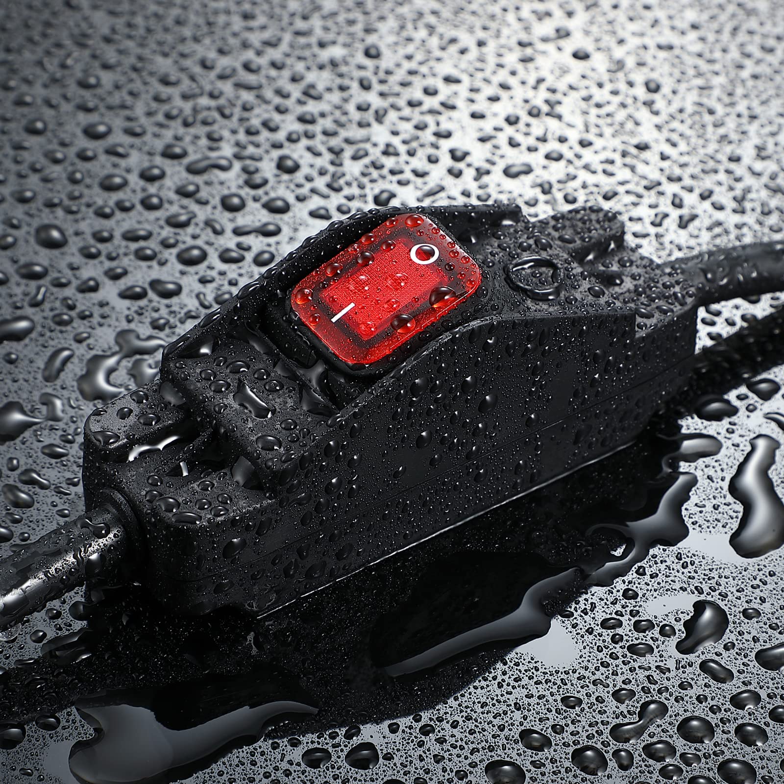 Makevivi Outdoor Waterproof On/Off Switch Extension Cord, Heavy Duty 125V/250V Black Sjtw Cord (1.5 Ft, Black)