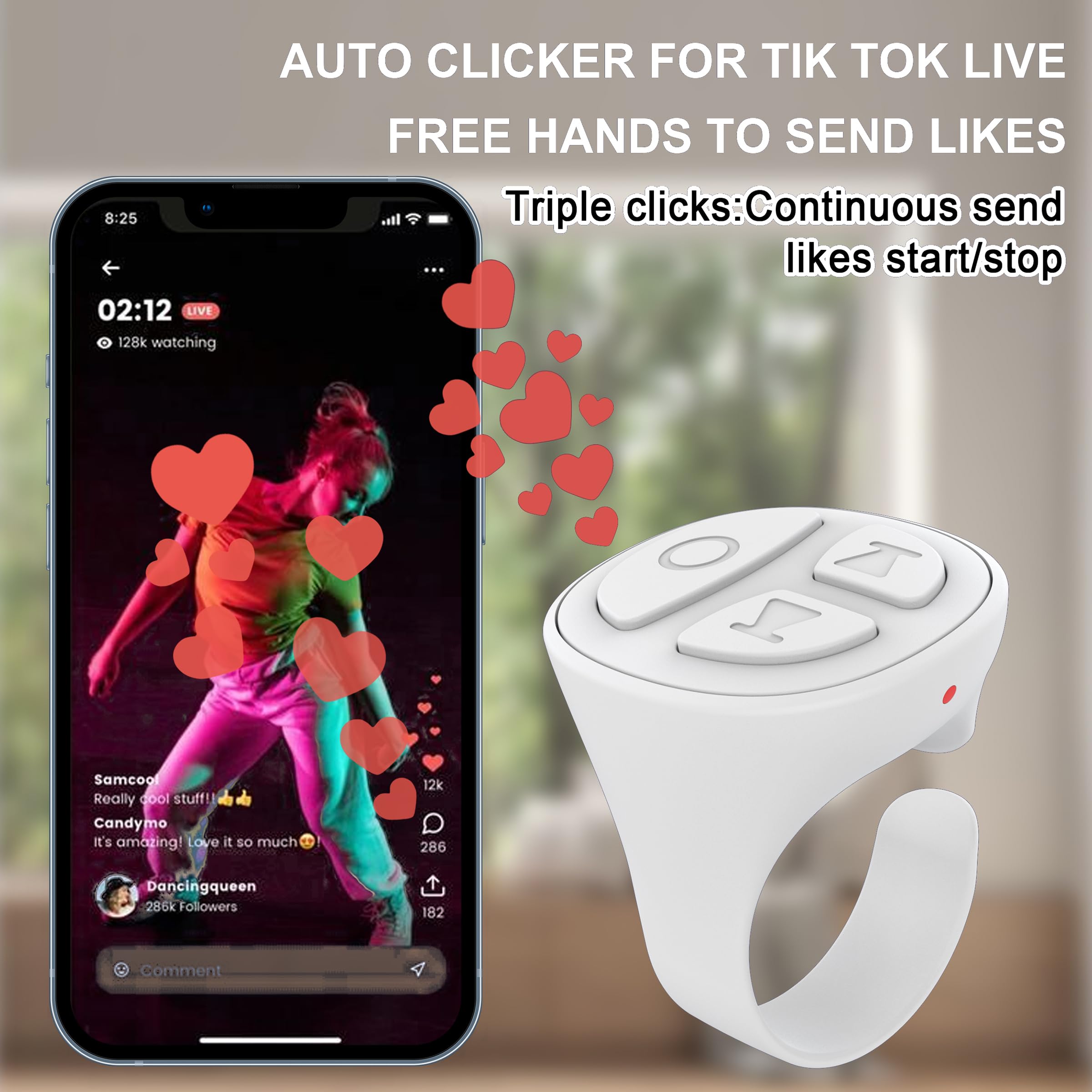 Vekesen Tiktok Scrolling Ring For Iphone, Bluetooth Camera Remote Control, Remote Control For Tik Tok Scrolling Ring For Iphone,