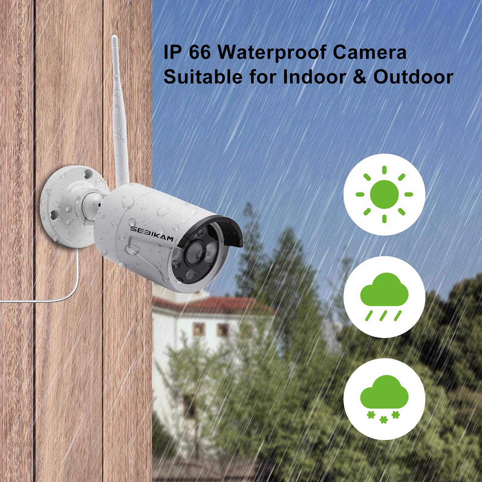 Sebikam Wireless Security Camera System With 10.1'' Monitor, 10Ch Expandable Cctv Surveillance System With Ip66 Weatherproof 4Pc