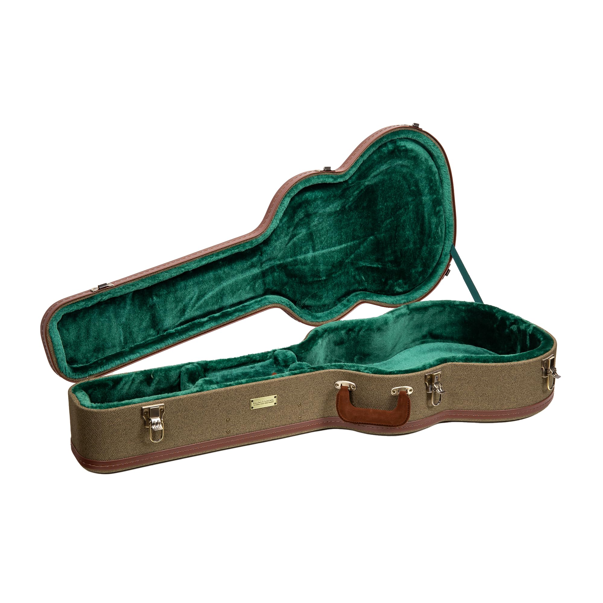 Crossrock Master Series Classical Guitar Case for 4/4 Nylon String | Olive Green Eco Tweed Fabric, Re-Engineered Shell, Leather 