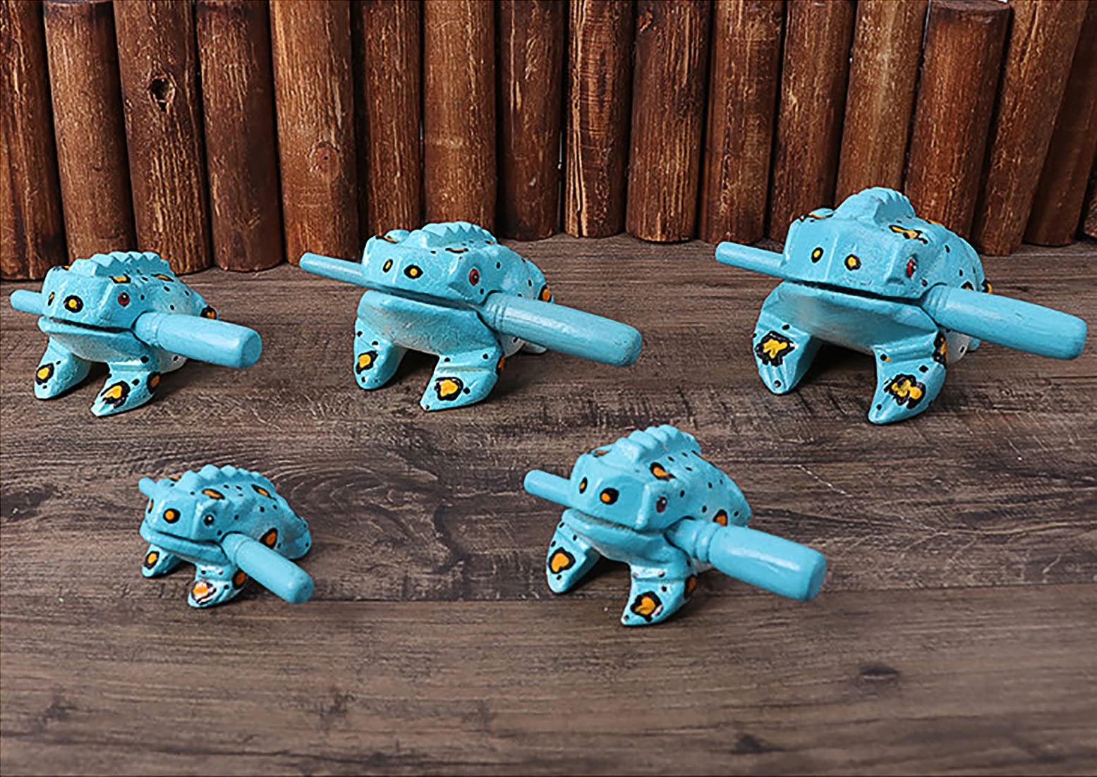 3.5'' Wooden Frog Guiro Rasp Instrument   Percussion Musical Tone Block Craft (Blue)