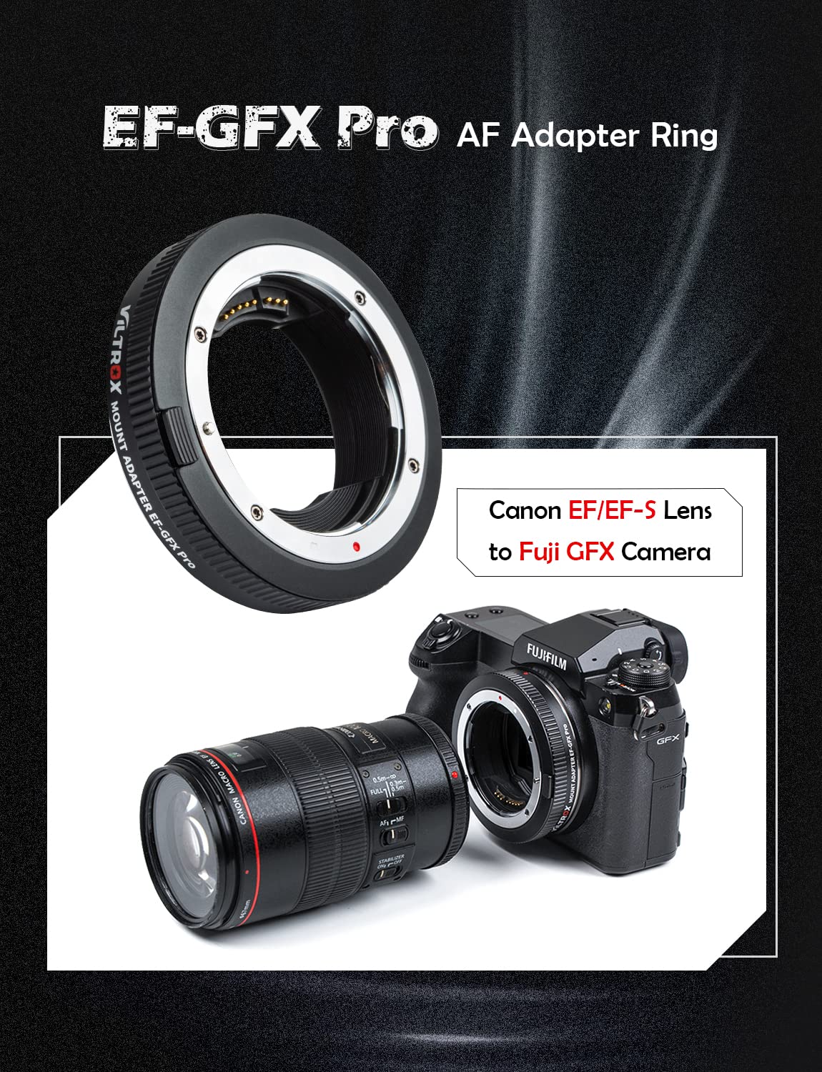 Viltrox Ef-Gfx Pro Lens Adapter, Auto-Focus Gfx Adapter Ring Lens Converter Control Ring Compatible For Canon Ef/Ef-S Series Len