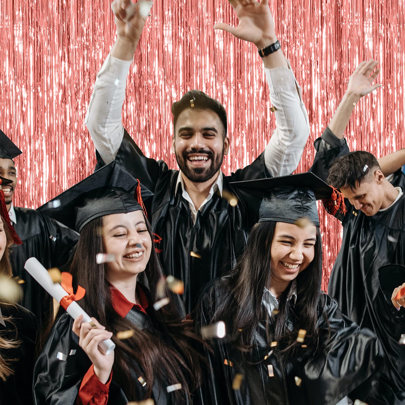 20 Pack Foil Curtain Backdrop Rose Gold Metallic Tinsel Foil Fringe Curtains Photo Booth Props For Birthday Wedding Engagement B