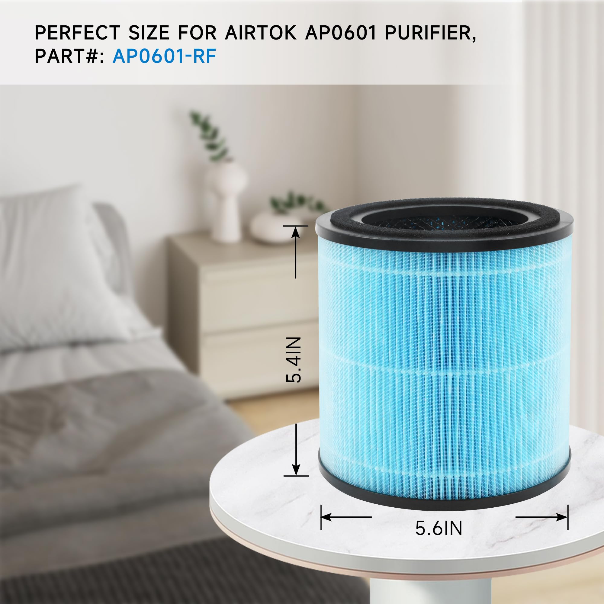 4 Pack Ap0601 Replacement Filters Compatible With Airtok Air Puri Fier, 4 In 1 H13 True Hepa Filters, High Efficiency Activated