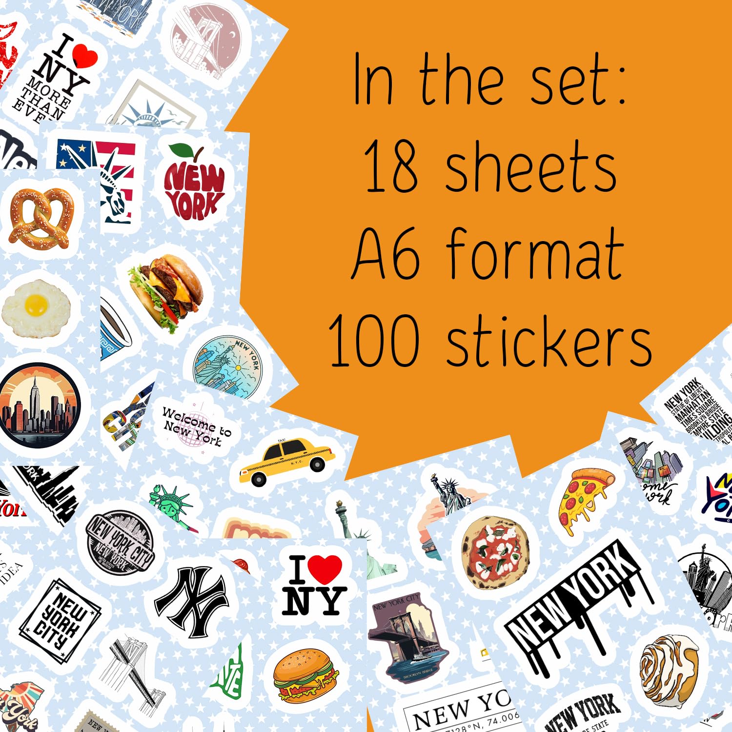 100Pcs New York Stickers For Water Bottle And Laptop   New York Party Favors & Decorations, Waterproof Vinyl Decals, City And La