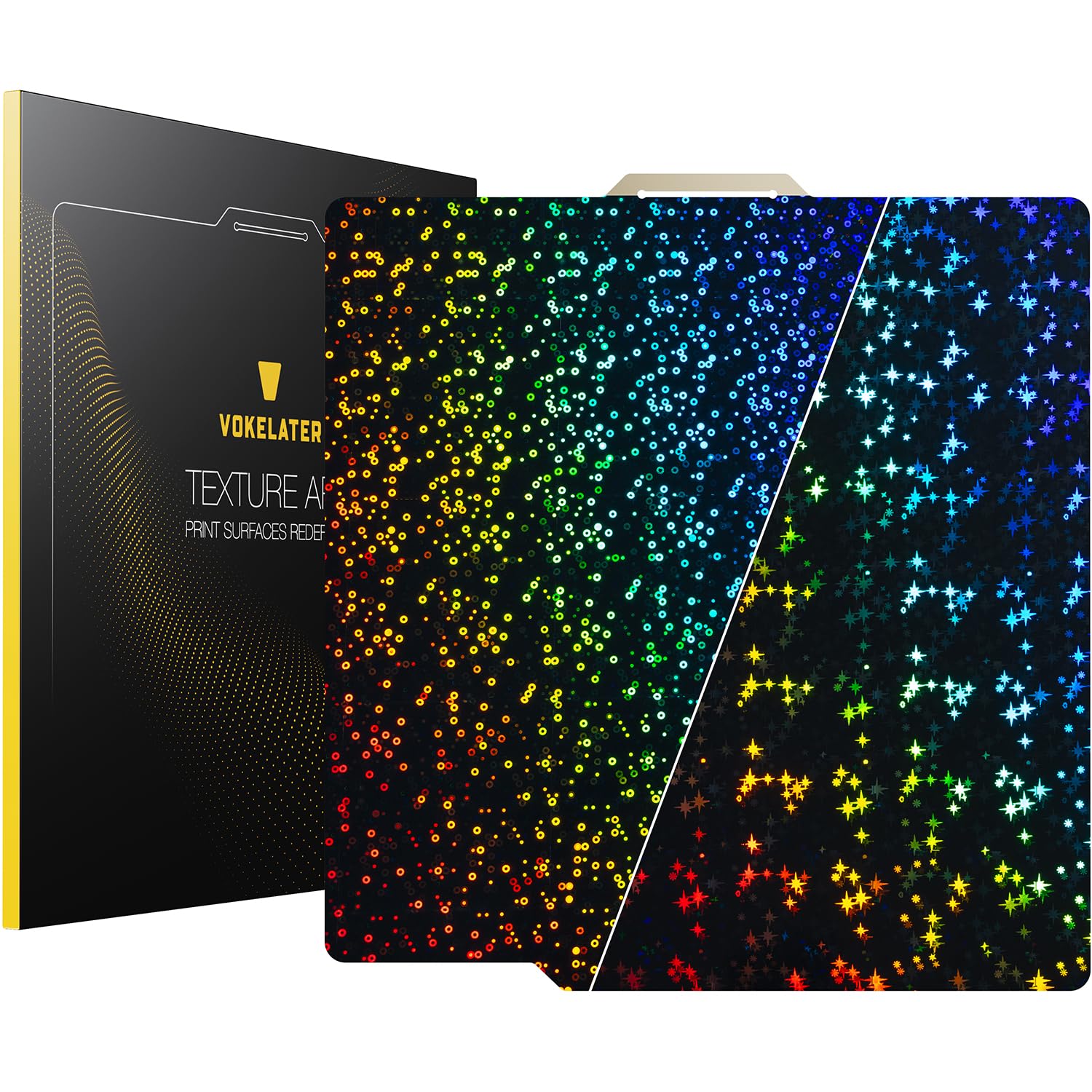 Vokelater 3D Printer Build Plate Pey Sheet For Bambu Lab X1/X1C/X1E/P1P/P1S/A1, Four Point Star + Circle Dual Texture 257X257Mm,