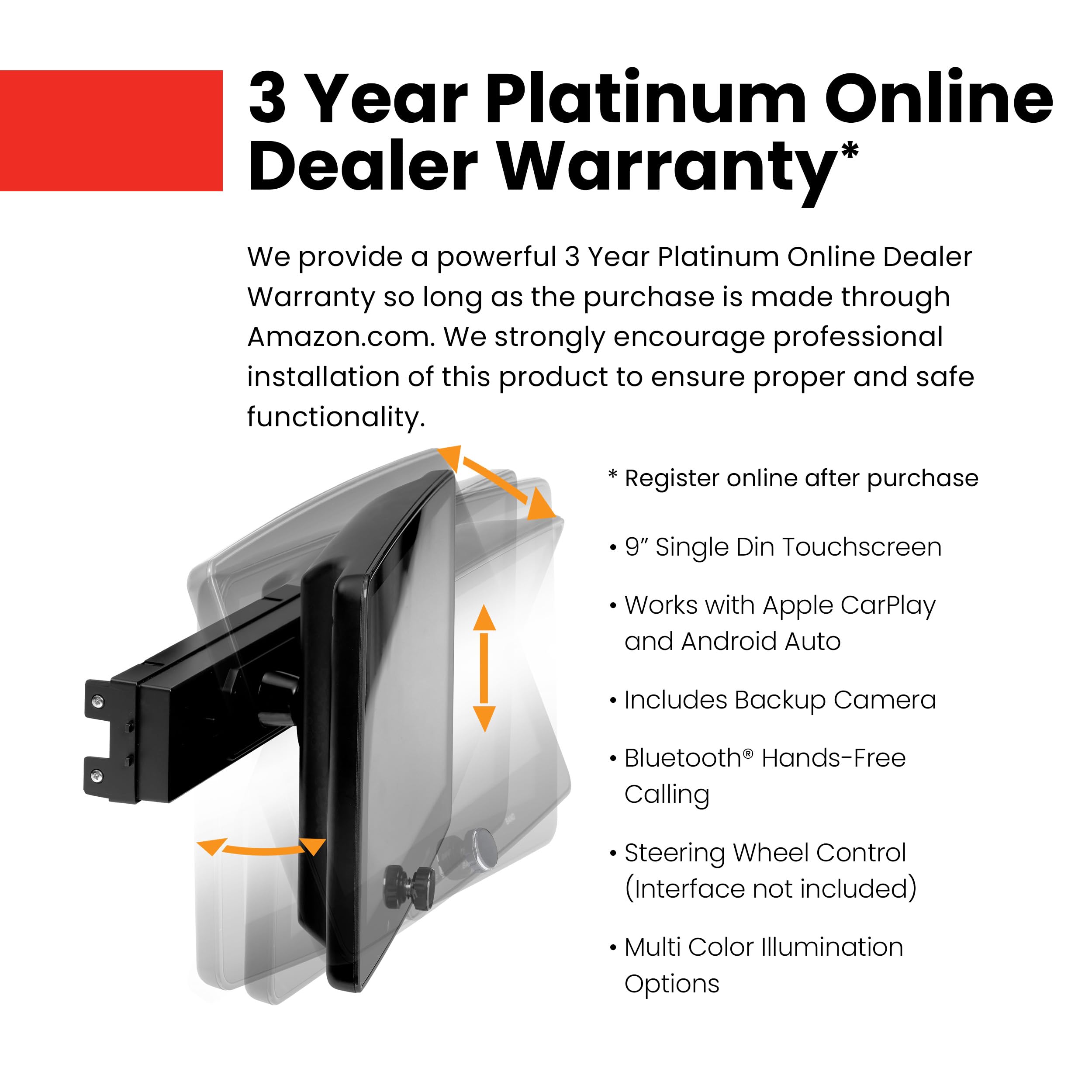 Boss Audio Systems Elite Be9Acp C Car Stereo   Apple Carplay, Android Auto, 9 Inch Single Din, Touchscreen, Bluetooth Audio Call