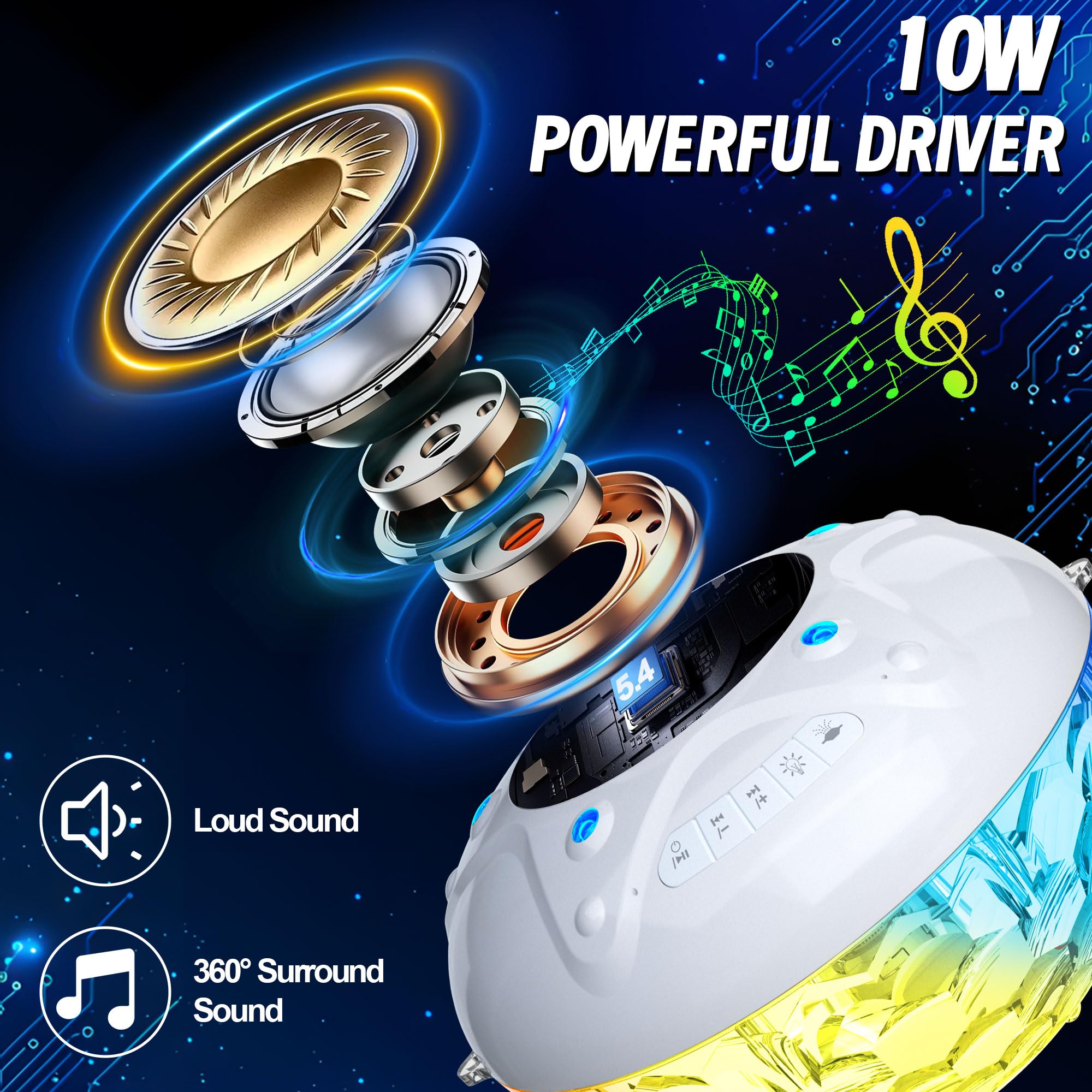 Kingsom 3 In 1 Bluetooth Pool Speaker With Pool Fountain Light, 10000Mah Floating Pool Speaker, Ip68 Waterproof Hot Tub Speakers