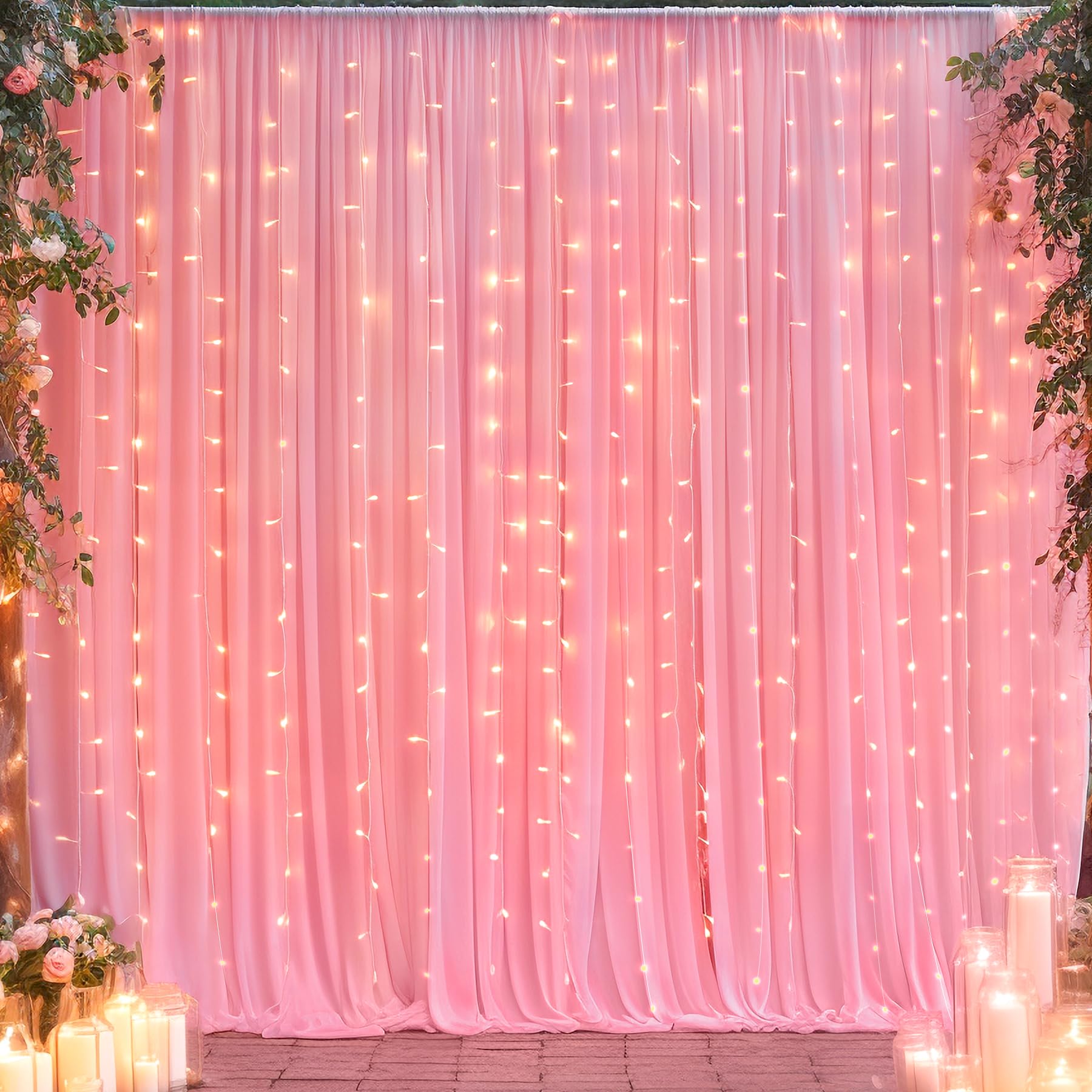 10X10 Pink Backdrop Curtain For Parties Baby Shower Wrinkle Free Pink Photo Curtains Backdrop Drapes Fabric Decoration For Weddi