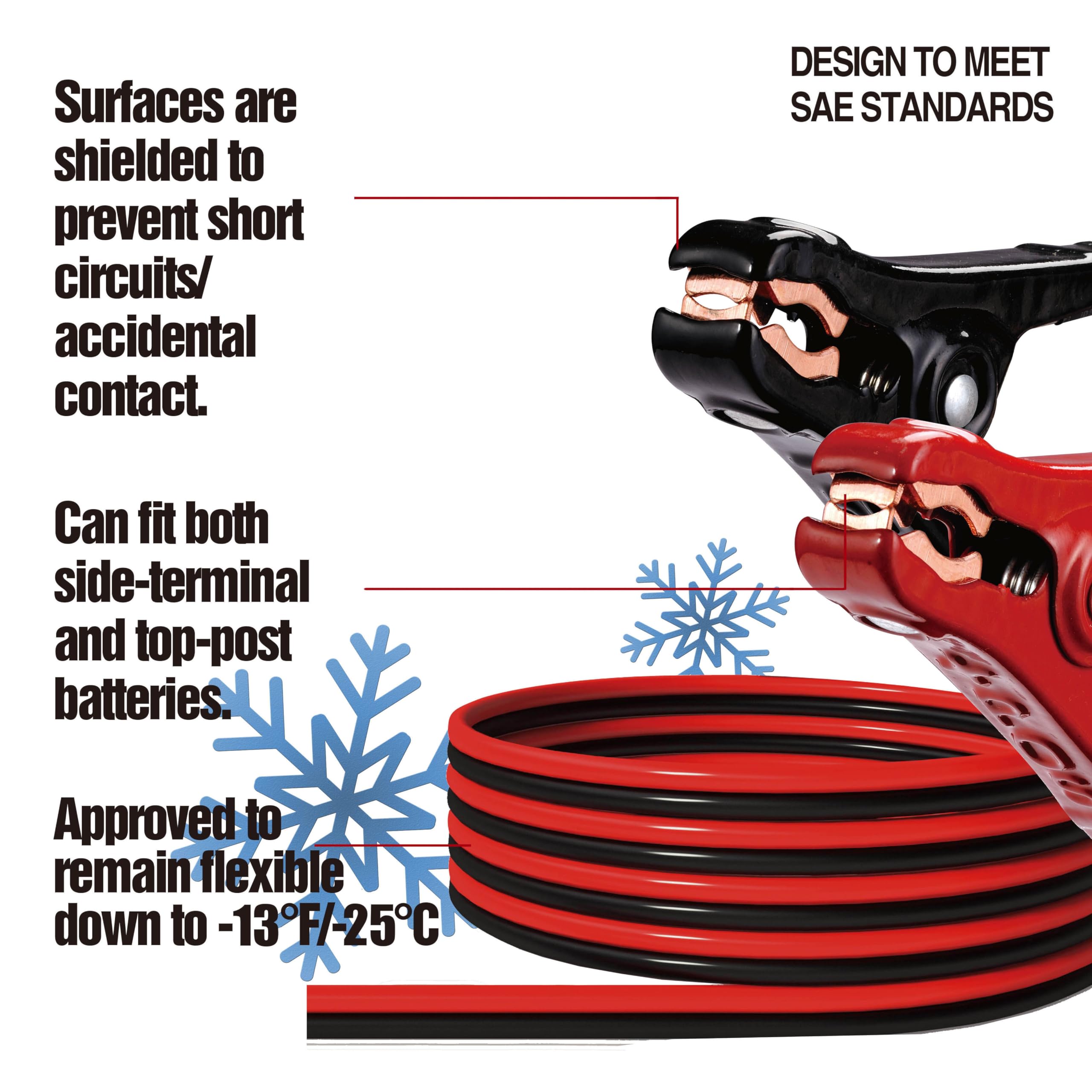 Cartman 6 Gauge 12 Feet Jumper Cables Heavy Duty Booster Cables With Carry Bag