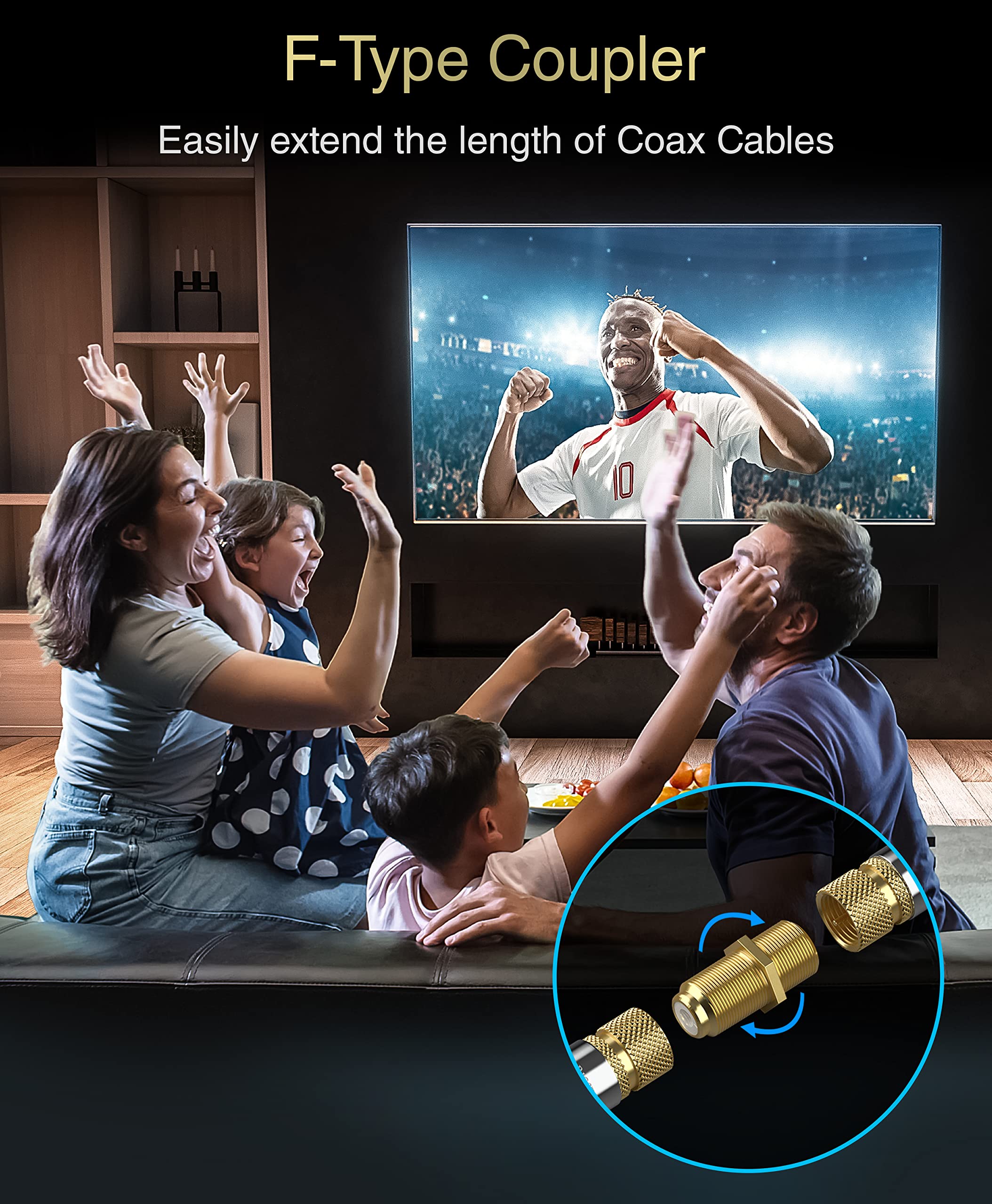 Bluerigger Coaxial Coupler (2 Pack) - Cable Connectors For Coaxial Cable Extension, F81 Extension Adapter - Works With Hdtv, Ant