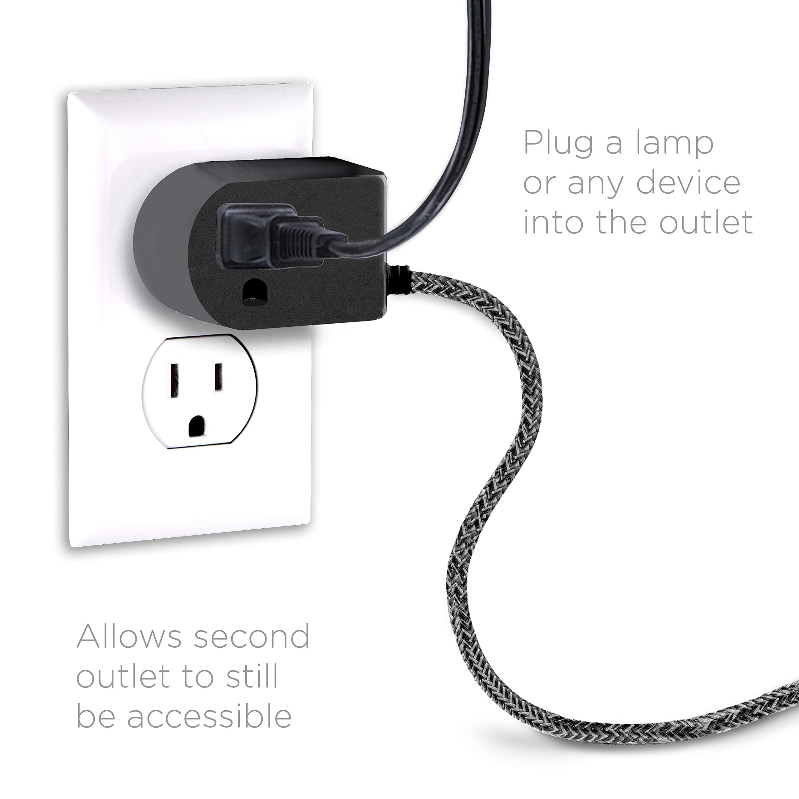 Cordinate Extension Cord With Switch On/Off Plug, 6 Ft Braided Power Cord Outlet Switch, 3 Prong, Slip Resistant Base, Tabletop