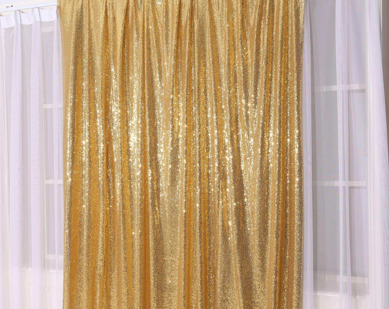 Poise3Ehome Gold Sequin Backdrop,8Ft X 8Ft Sequin Photography Backdrop Curtain For Party Decoration