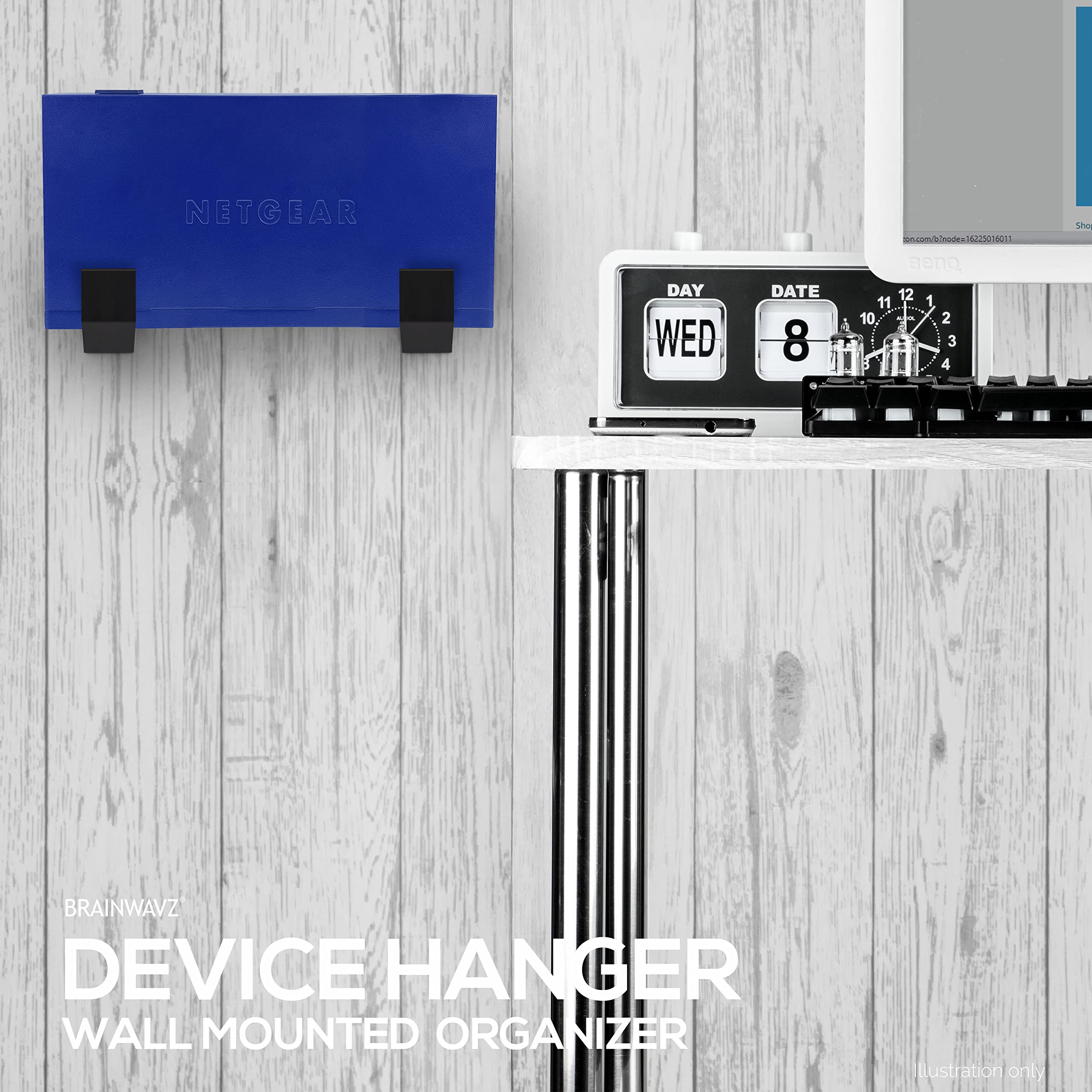 Brainwavz 2.5'' Cable Box Wall Mount Hanger Holder, Adhesive & Screw In, For Routers, Laptops, Modem, Mesh Wifi, Apple Tv, Netwo