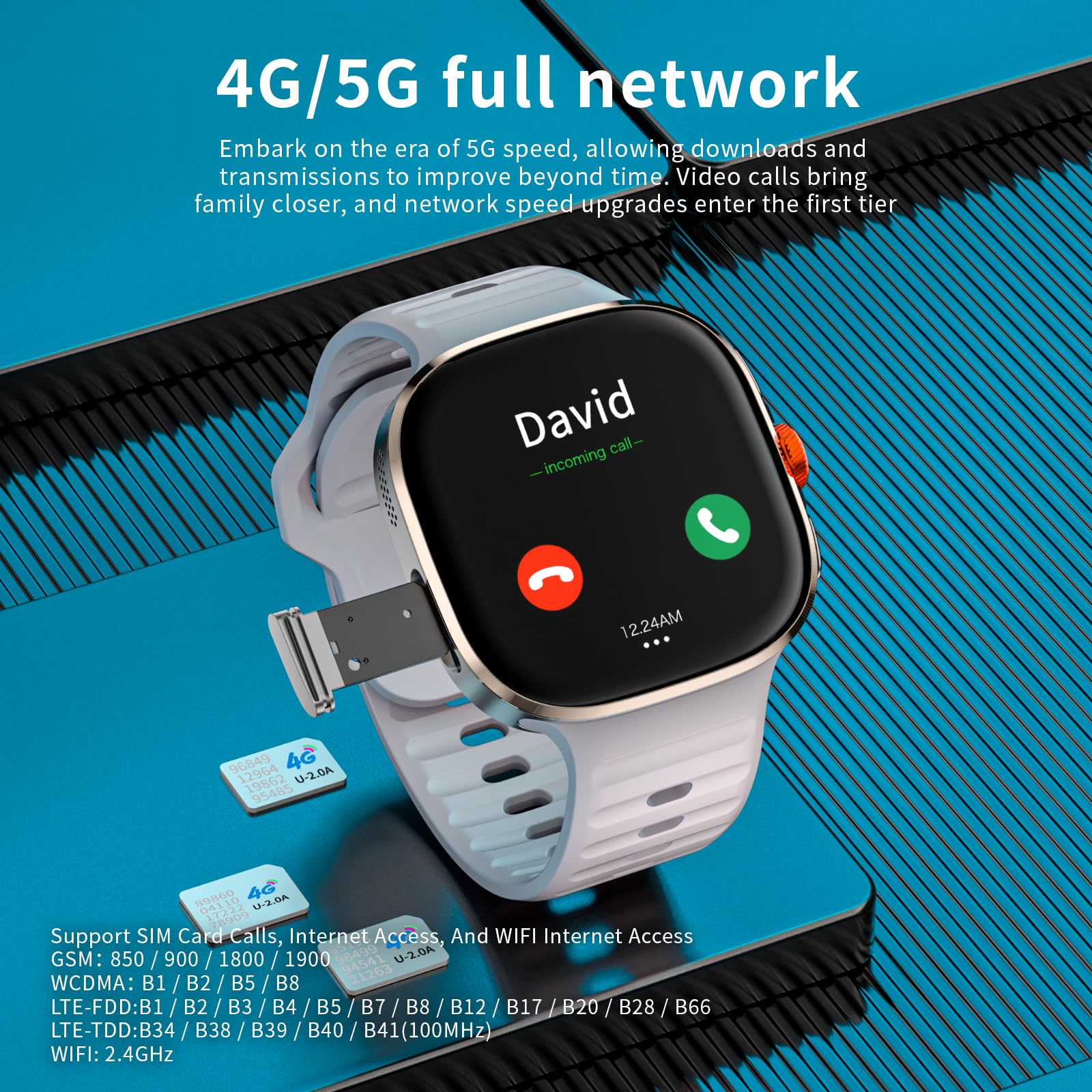 Lokmat 4G Sim Card Android Smart Watch, 2.16 Amoled Large Screen 3Gb+32Gb Smartwatch For Men Women With Rotating Camera Wifi G