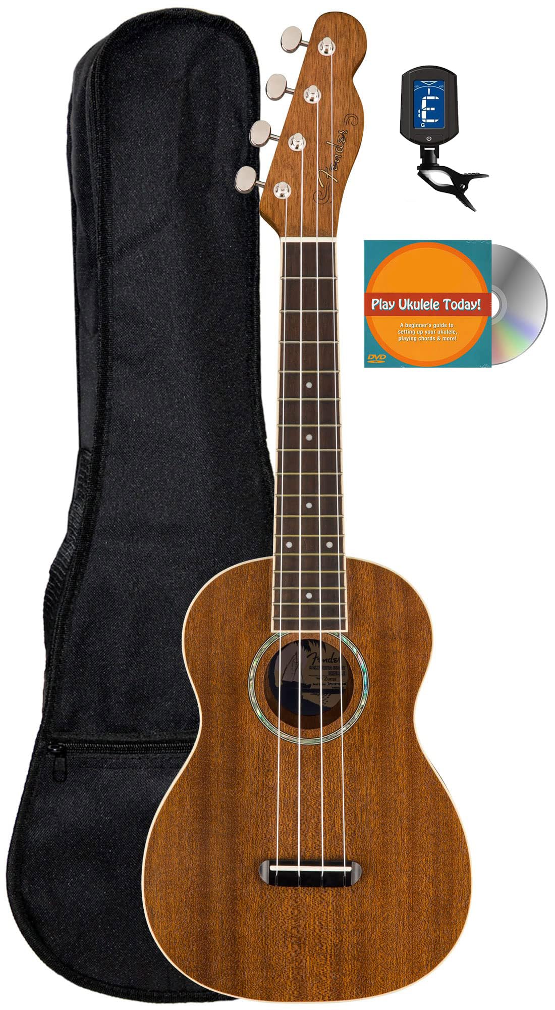 Fender Zuma Classic Concert Ukulele   Natural Bundle With Gig Bag, Tuner, And Austin Bazaar Instructional Dvd