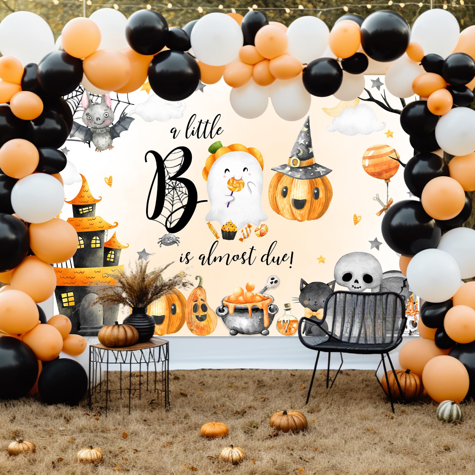 Avezano Halloween Baby Shower Backdrop A Little Boo Is Almost Due Baby Shower Banner Decorations Cute Ghost Halloween Boo Newbor