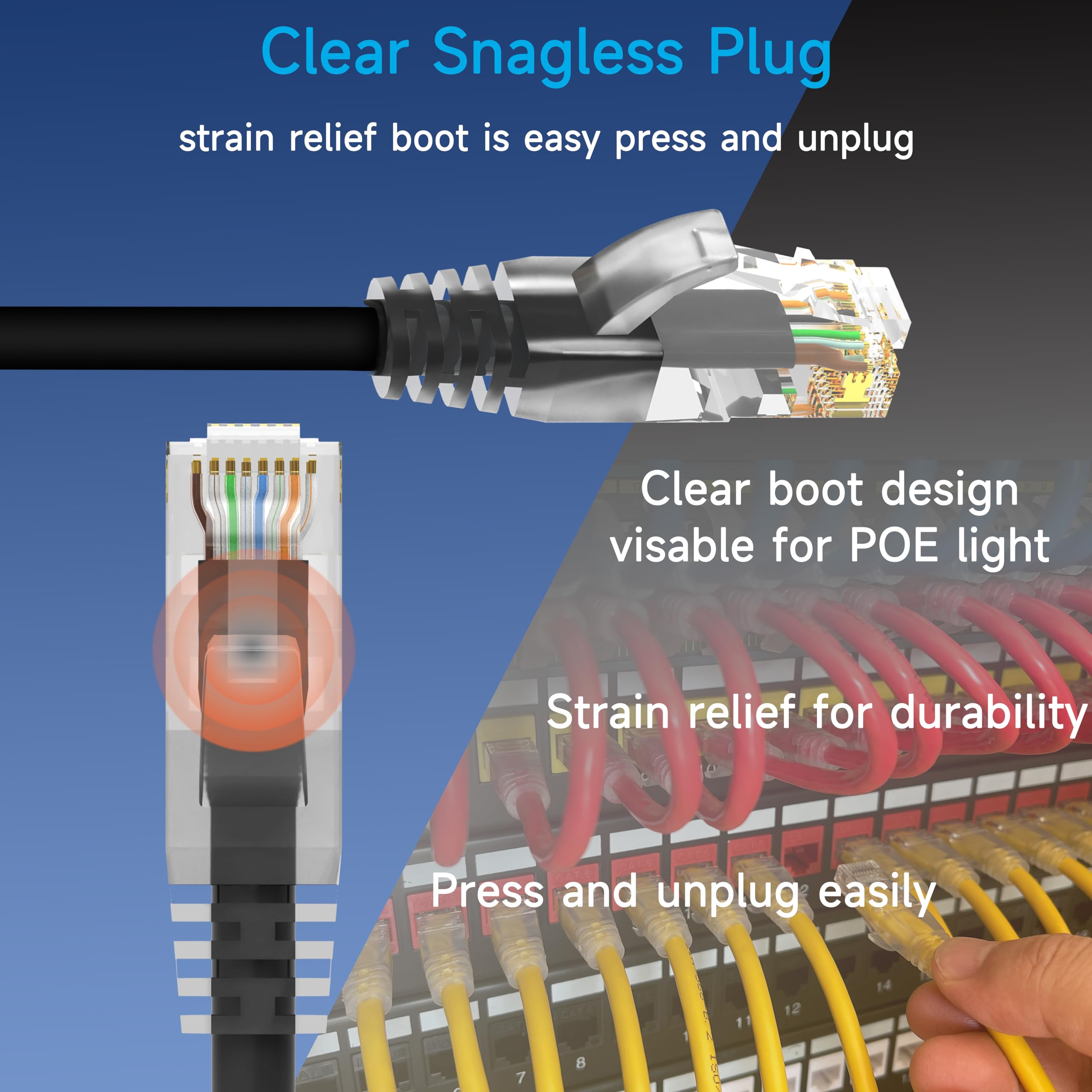 Lysymixs Cat6 Ethernet Patch Cable 1 Ft (10 Pack), Cat6 Patch Cable For Data Centers, Cat 6 Patch Cable 10G, Network Patch Cable