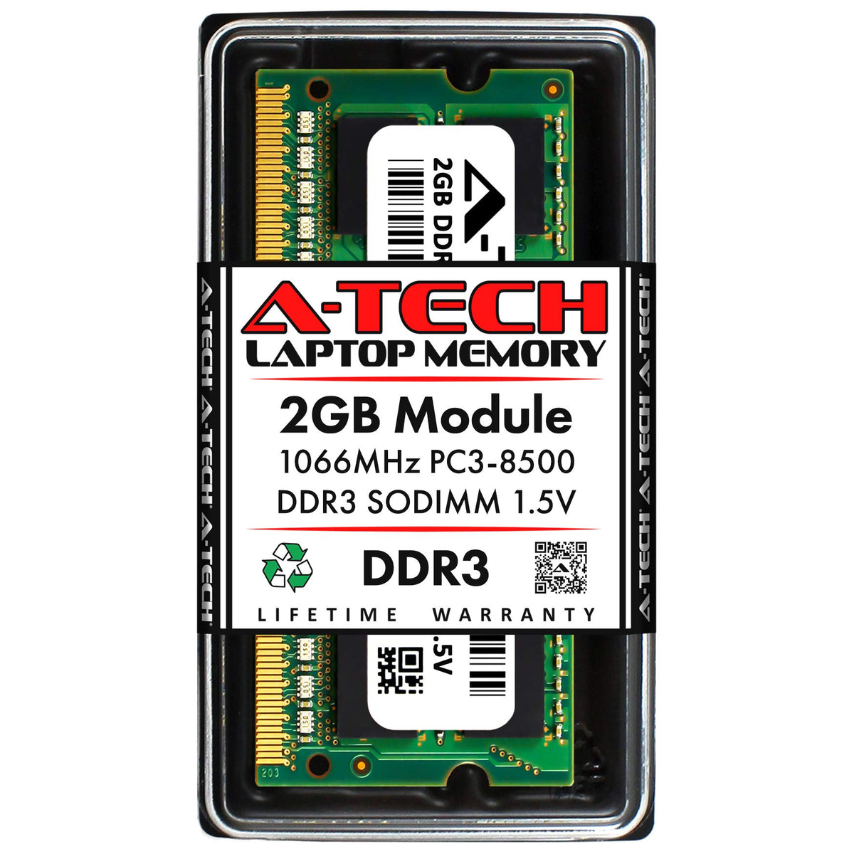 A Tech 2Gb Ddr3 1066Mhz Pc3 8500 Cl7 Sodimm 1.5V 204 Pin Non Ecc So Dimm Laptop, Notebook Ram Memory Module