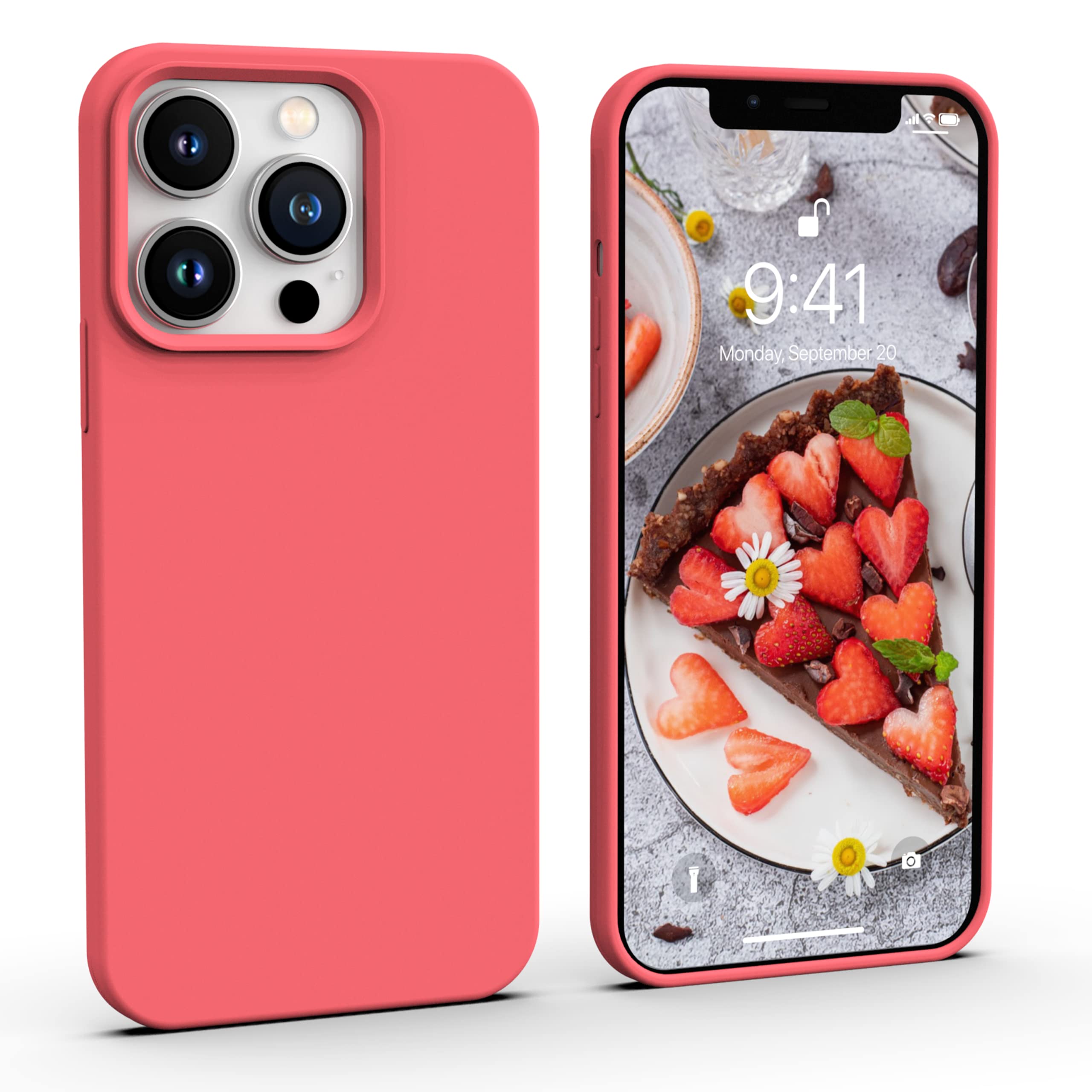 Icesword Iphone 13 Pro Max Case Berry, Cute Liquid Silicone Slim Protective Shockproof Phone Case Cover,Soft Anti Scratch Microf