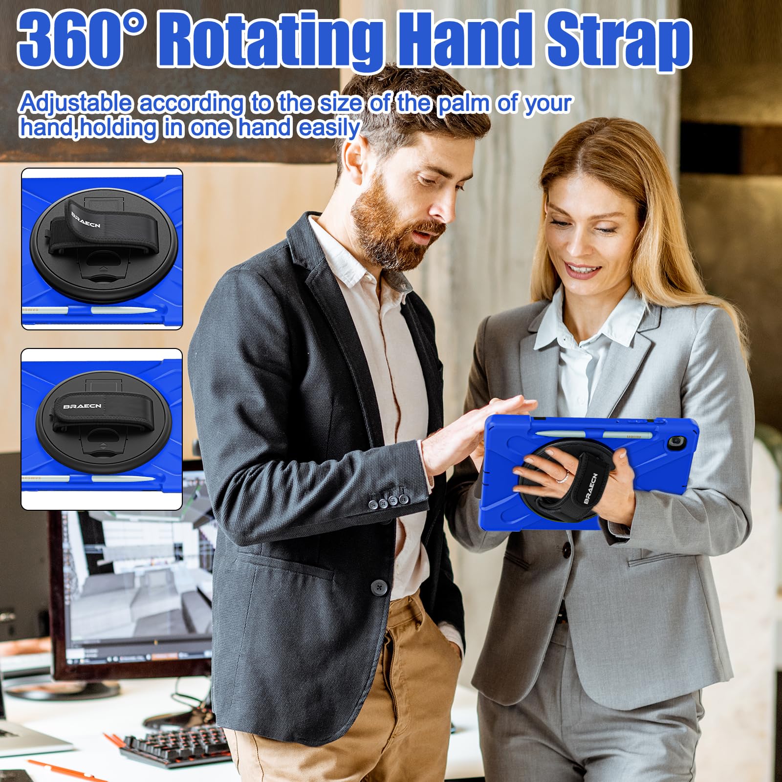 Braecnstock Case For Samsung Galaxy Tab S6 Lite 10.4 Inch 2024/2022/2020 (Sm P620/P610/P619) Shockproof Protective Cover With Ro