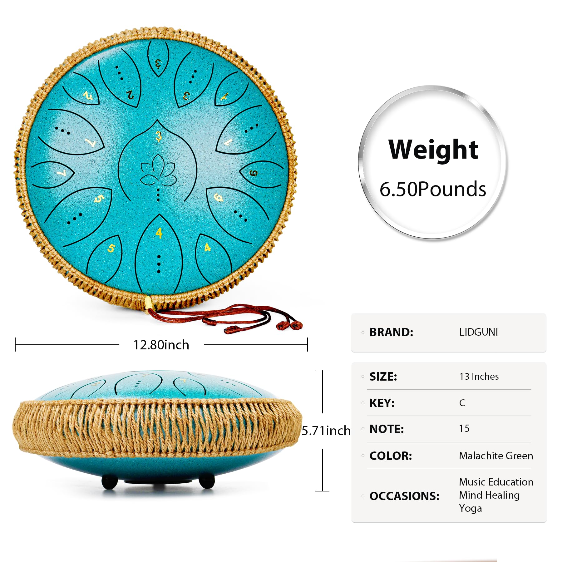 Steel Tongue Drum, 13 Inches 15 Notes Tongue Drum, Steel Drums For Adults, Steel Pan Drum Song Book, Hand Pan Drum Mallets, Hand