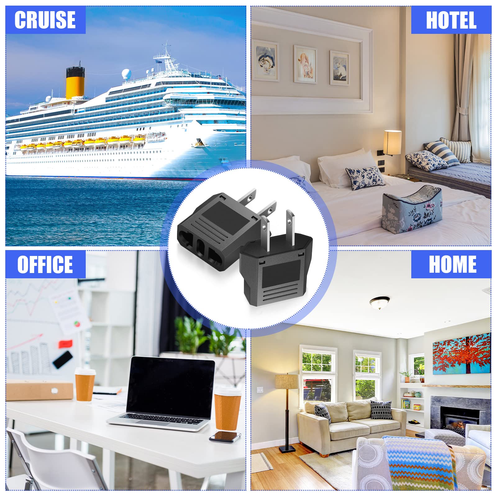 Eboot Europe To Usa Plug Adapter American Plug Adapters Plug Converter Travel Voltage Converter Eu To Us Electrical Outlet Adapt