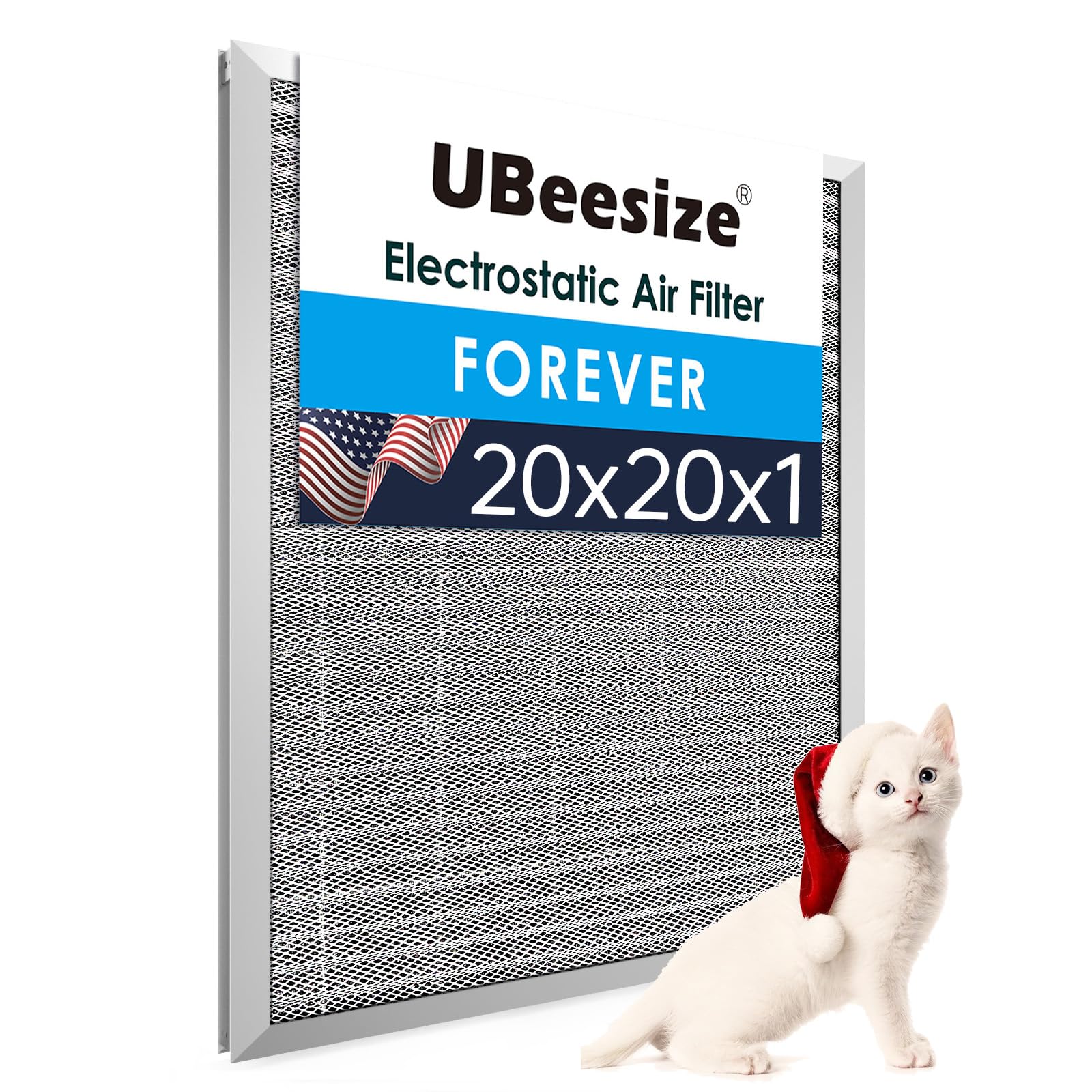 UBeesize 20x20x1 Reusable Air Filter - Washable, MERV 8,Permanent, Electrostatic - Lasts a Lifetime - Enjoy Fresher Air in Home 