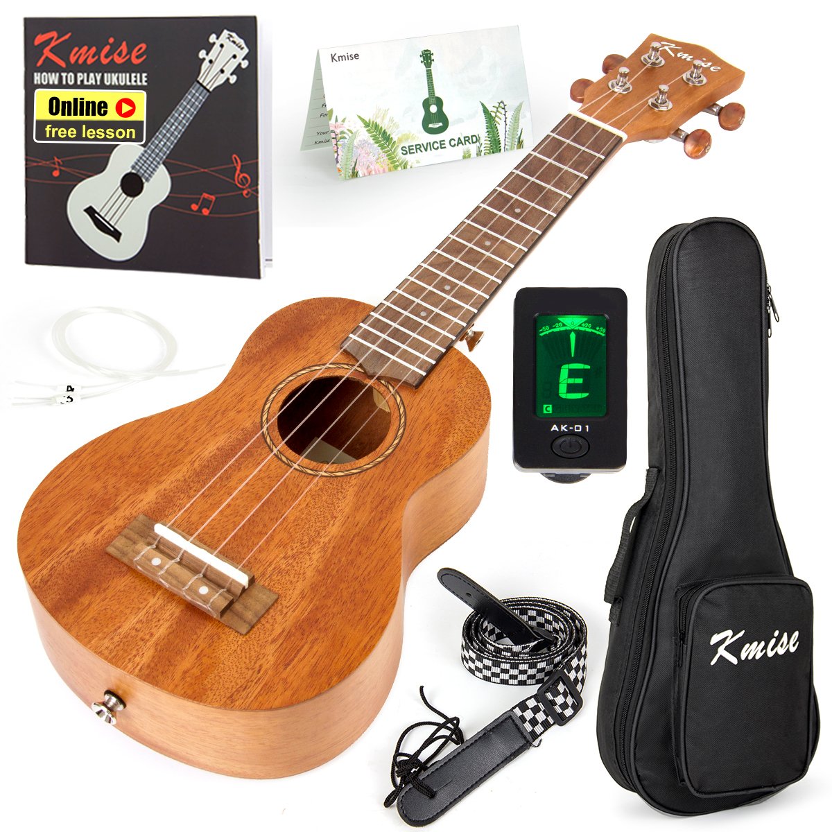 Kmise Soprano Ukulele Professional Mahogany Instrument 21 Inch Hawaiian Ukalalee For Beginner With Ukelele Starter Kit ( Free On
