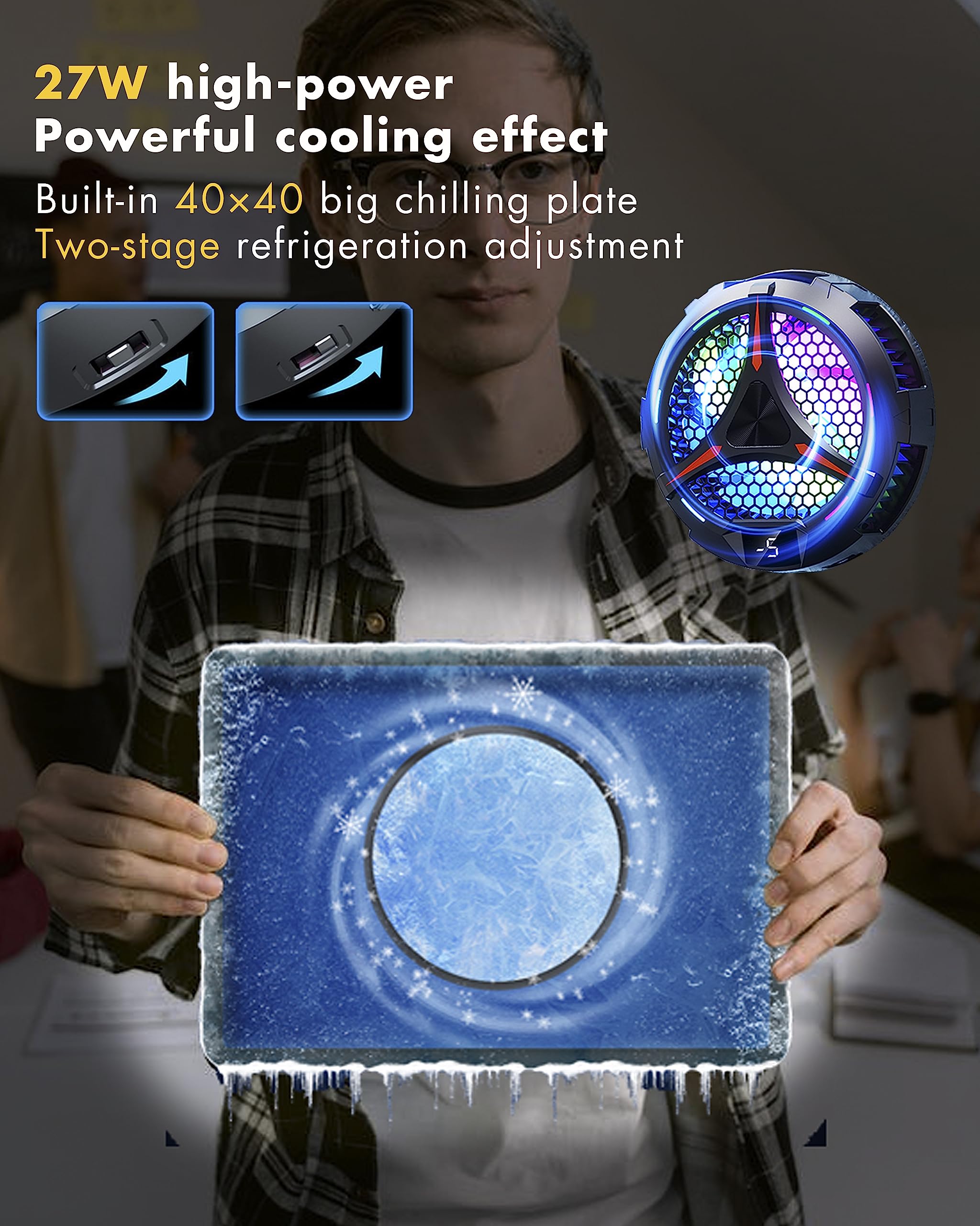 Acedays Ipad Cooler,Magnetic Tablet Cooler For Ipad/Surface Pro/Samsung Tab,Compatible For Steam Deck,Universal Radiator With Te