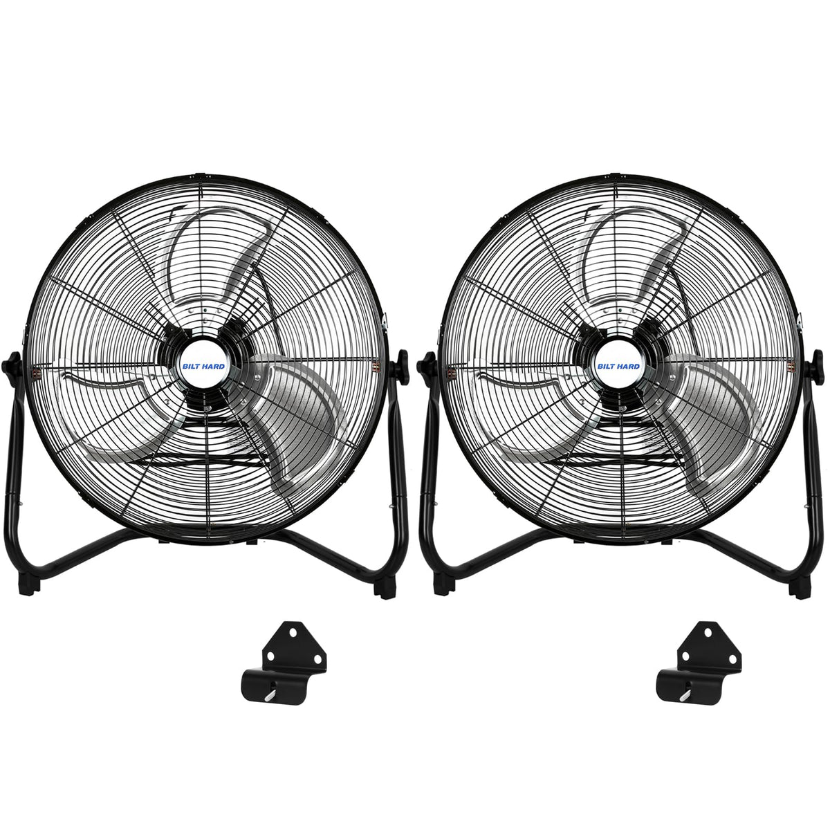 Bilt Hard 4600 Cfm 20'' High Velocity Floor Fan, 3 Speed Heavy Duty Metal Fan With Wall Mounting System, Industrial Shop Fan For