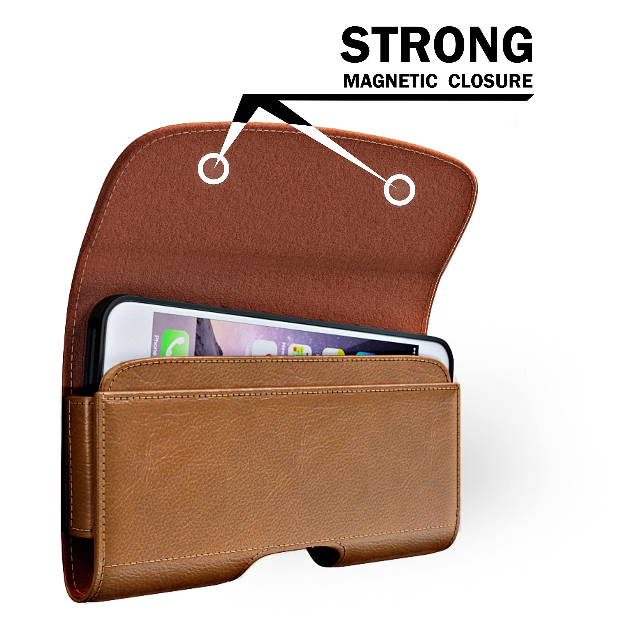 Bomea Leather Holster For Iphone 16 16E Pro 15 14 13 12 11 10 Xr Xs X, Samsung Galaxy S25 S24 S23 5G - Cell Phone Belt Holder Ca