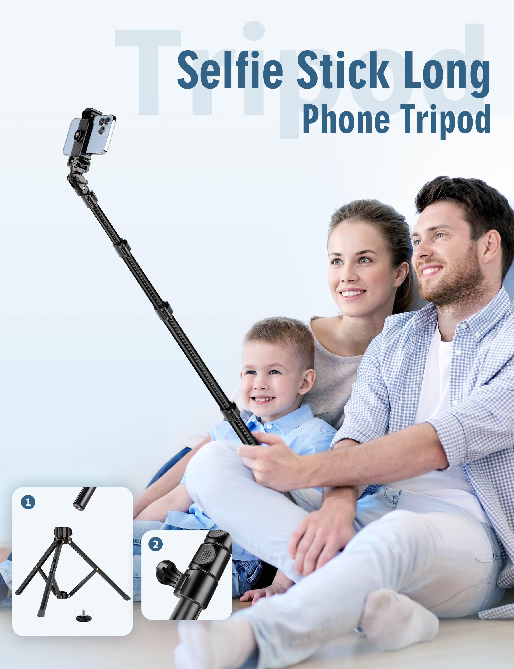 Nineigh Phone Tripod, 85'' Tripod For Cell Phone Iphone With Gooseneck, Aluminum Tripod Stand For Video Recording Photo Vlog, Tr