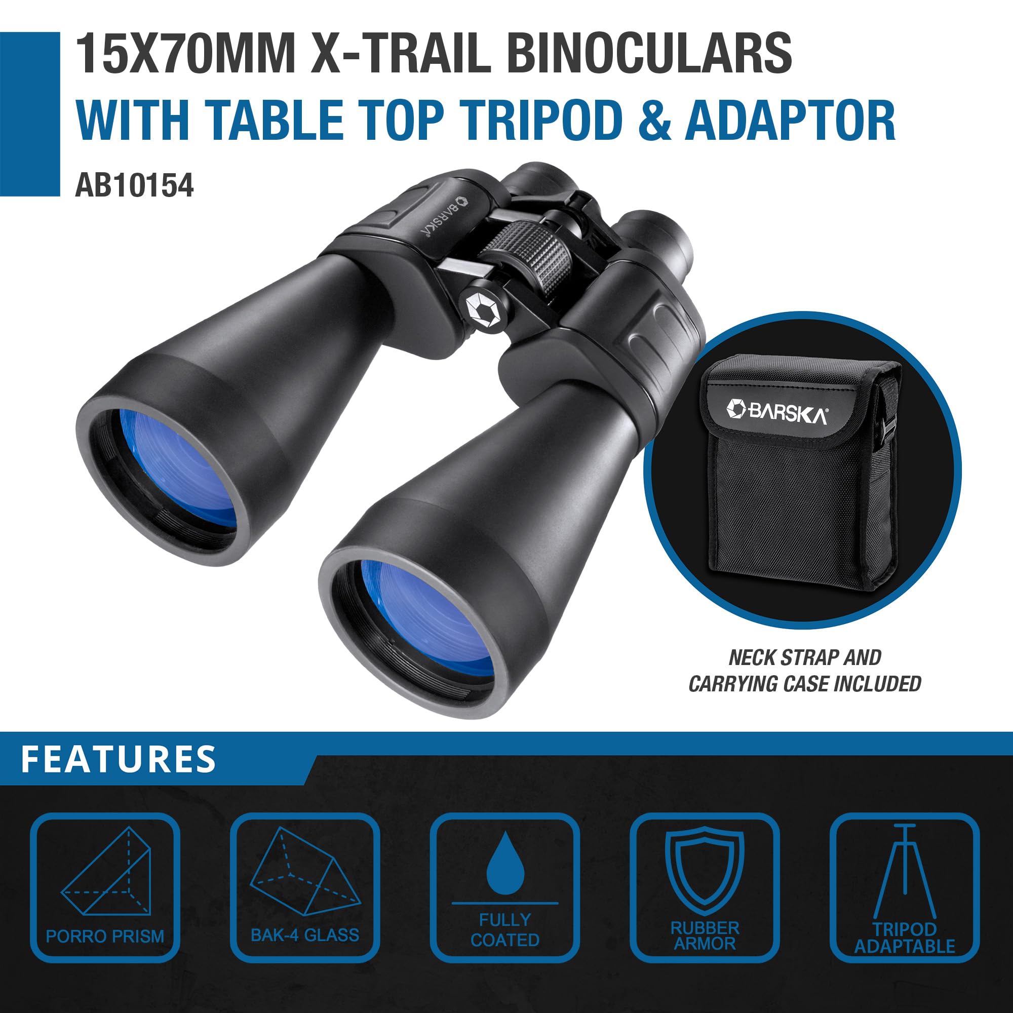 Barska X Trail 15X70 Binocular W/ Tripod Adapter & Tripod , Black