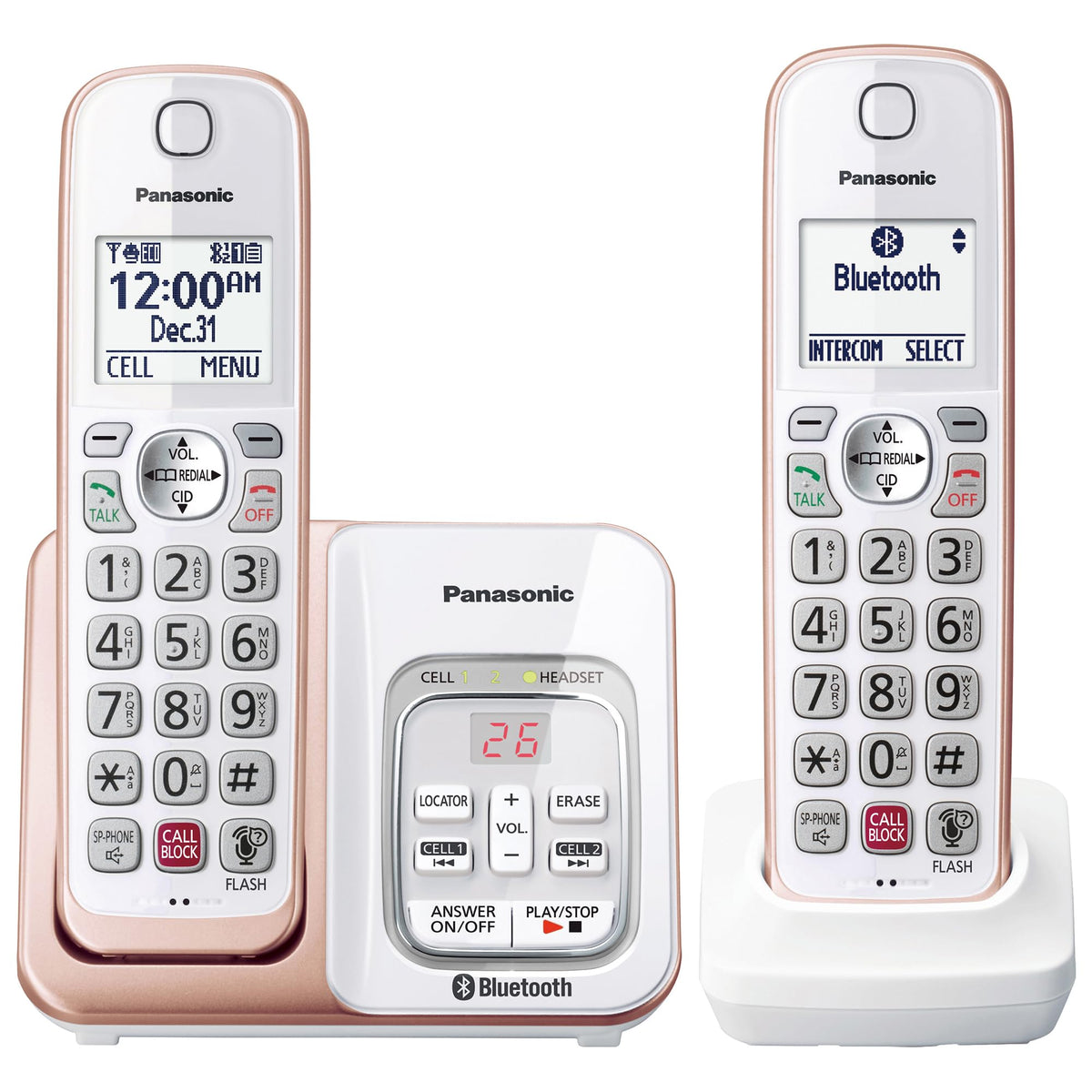 Panasonic Cordless Phone With Link2Cell Bluetooth, Voice Assistant, Answering Machine And Call Blocking, Expandable System With 